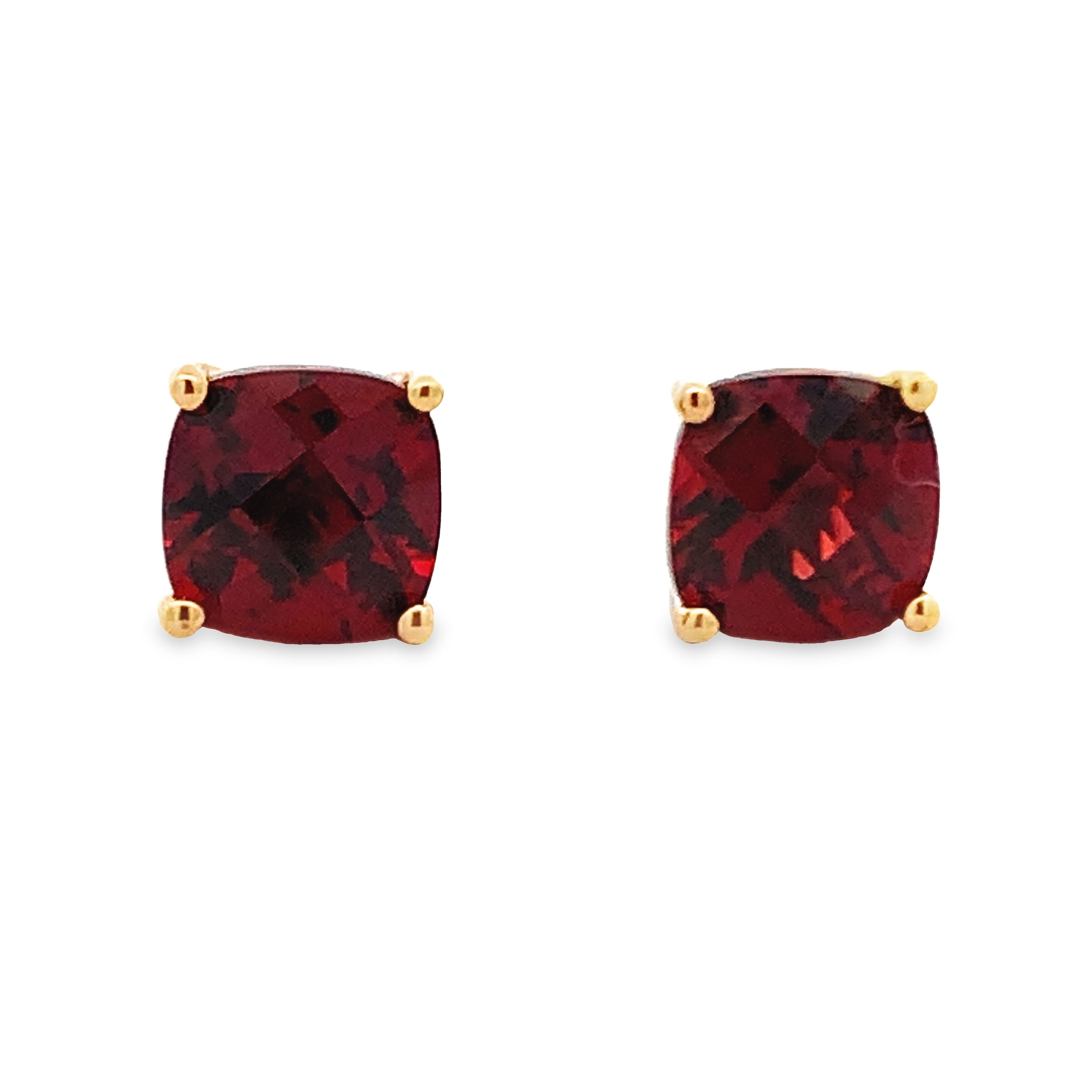 14K Yellow Gold Garnet Studs