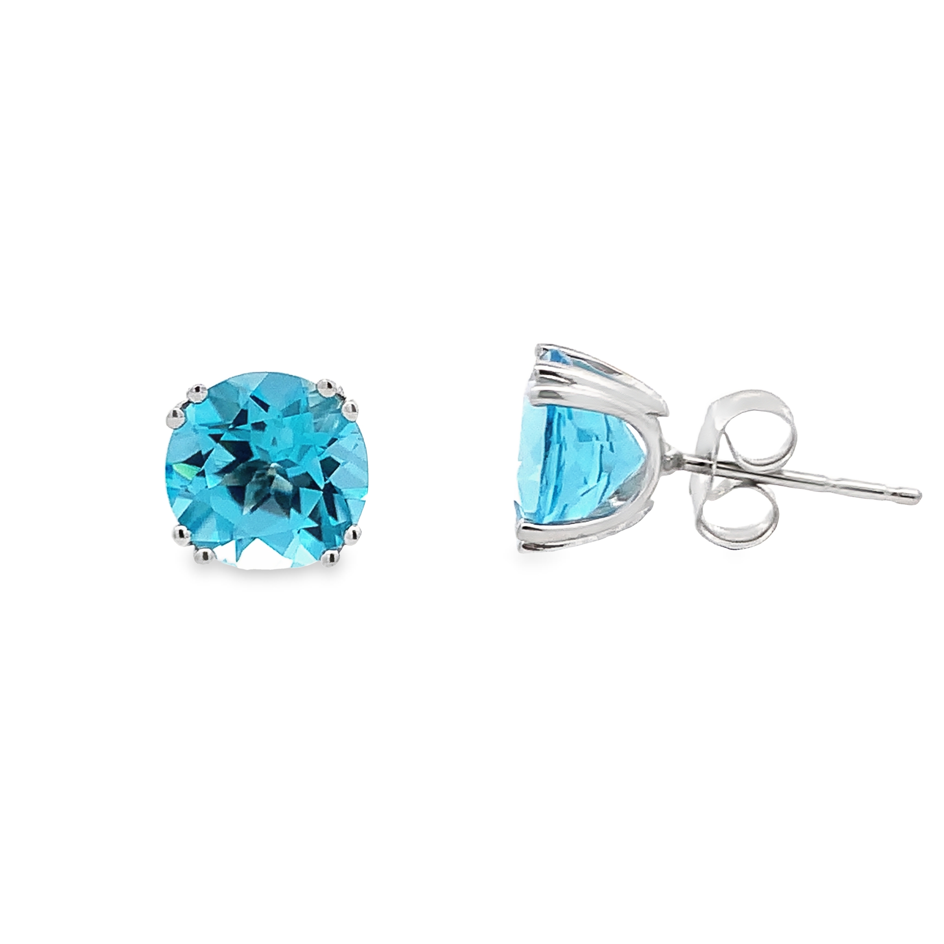 14K White Gold Blue Topaz Studs