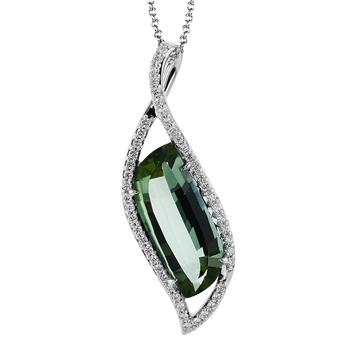 Simon G 18K White Gold Green Tourmaline Pendant