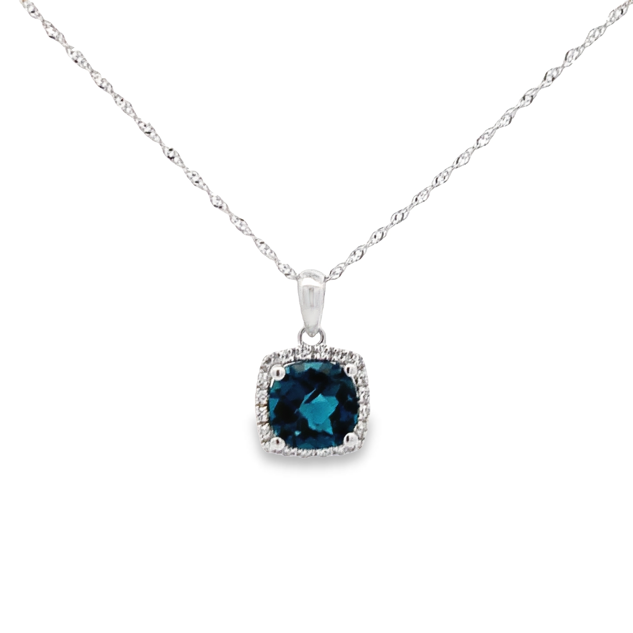 14K White Gold London Blue Topaz Pendant