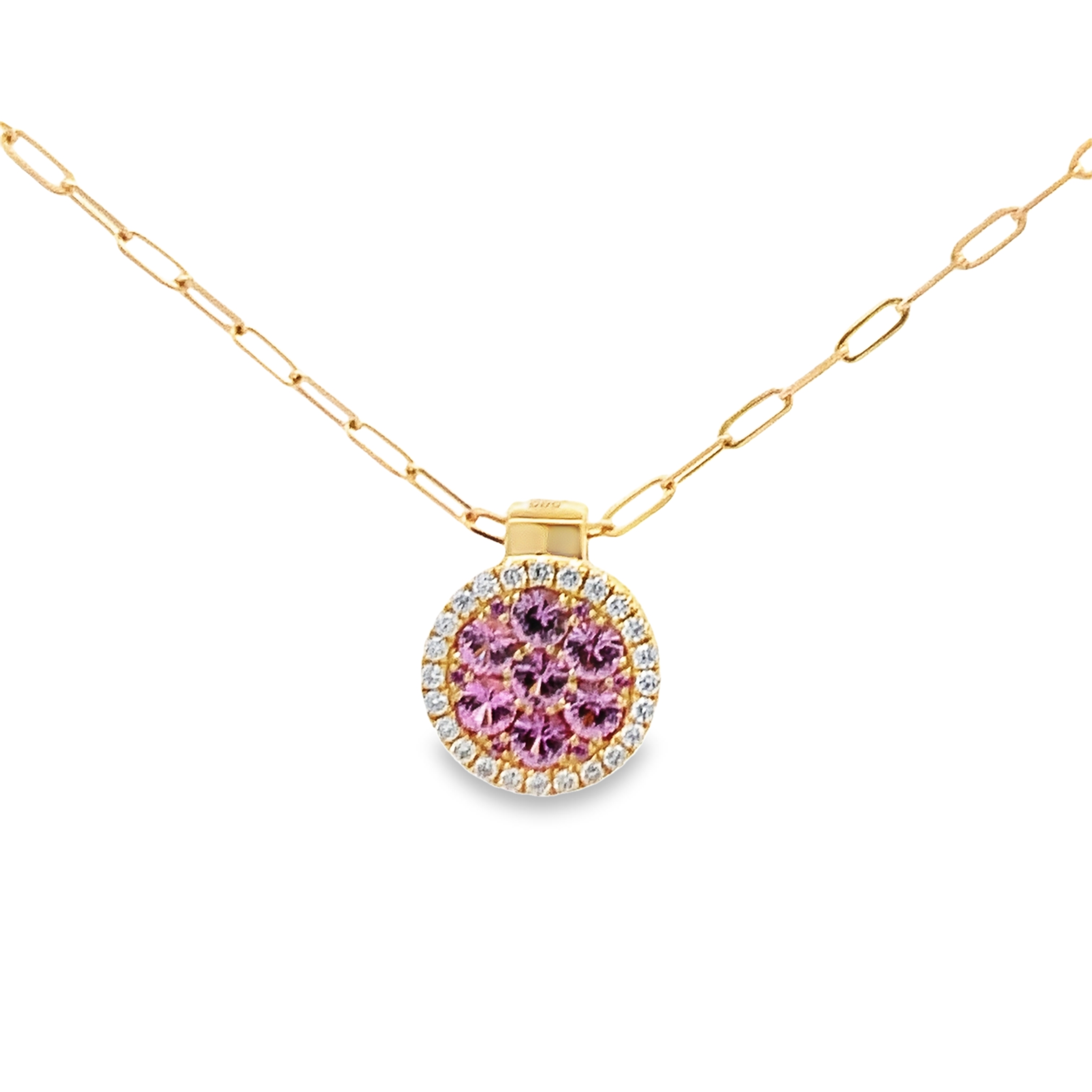 Frederic Sage 14K Yellow Gold Pink Sapphire Circle Pendant