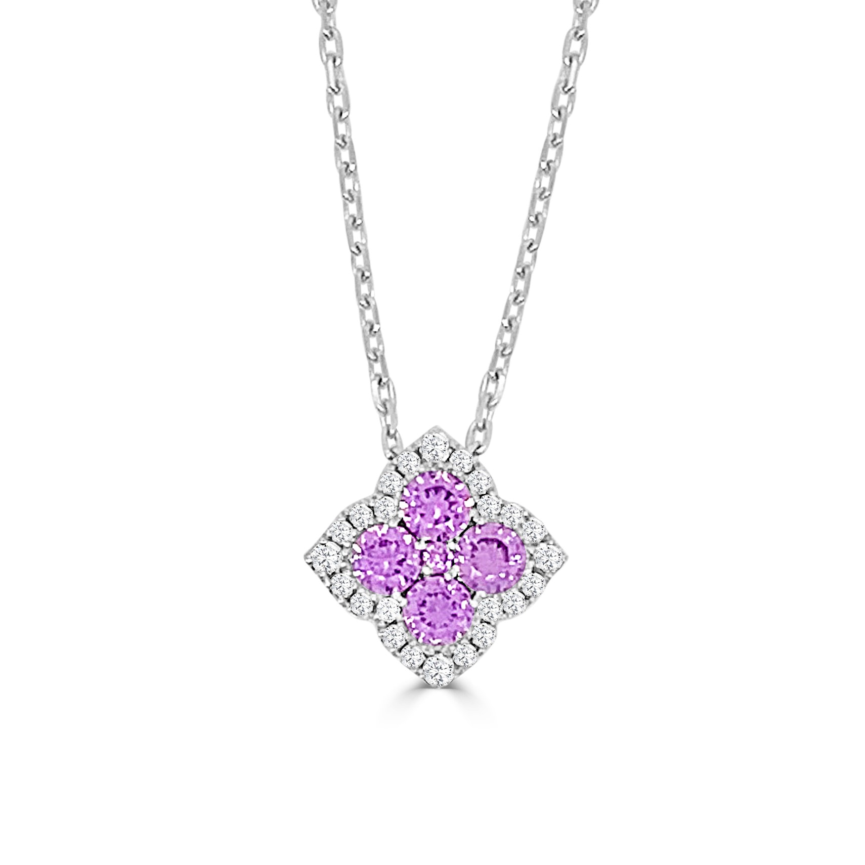 Frederic Sage 14K White Gold Pink Sapphire Fleur Pendant