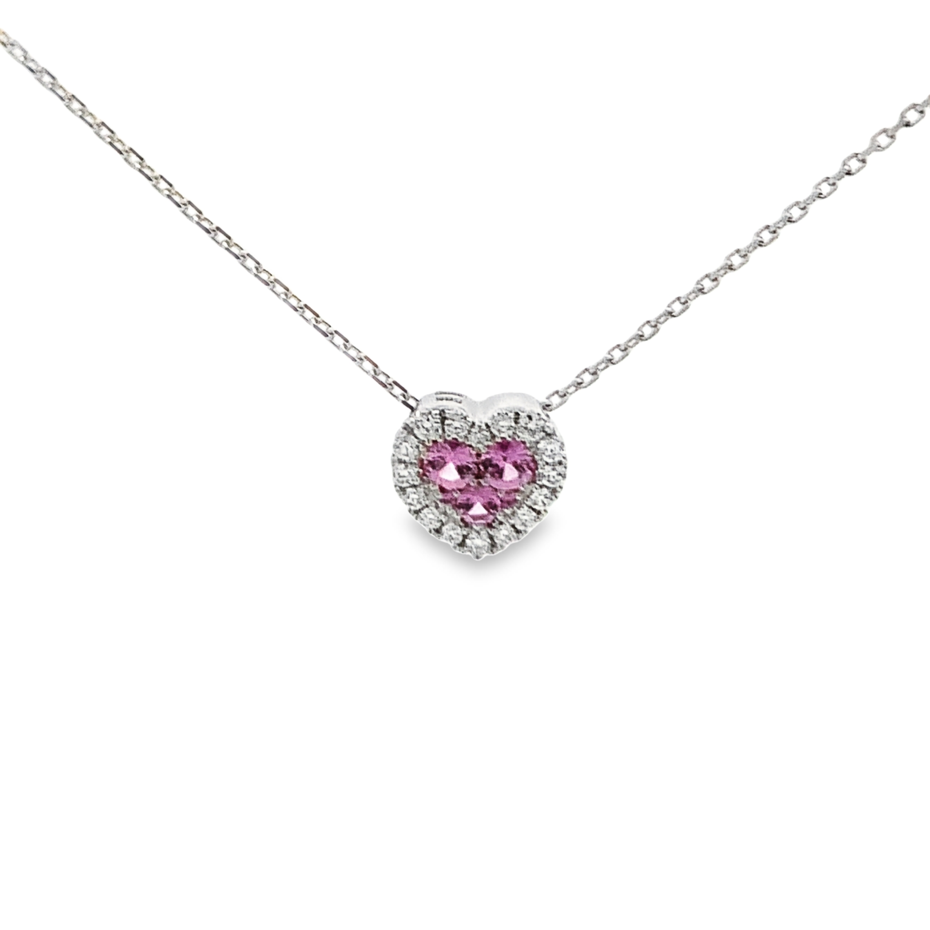 Frederic Sage 14K White Gold Pink Sapphire Heart Pendant