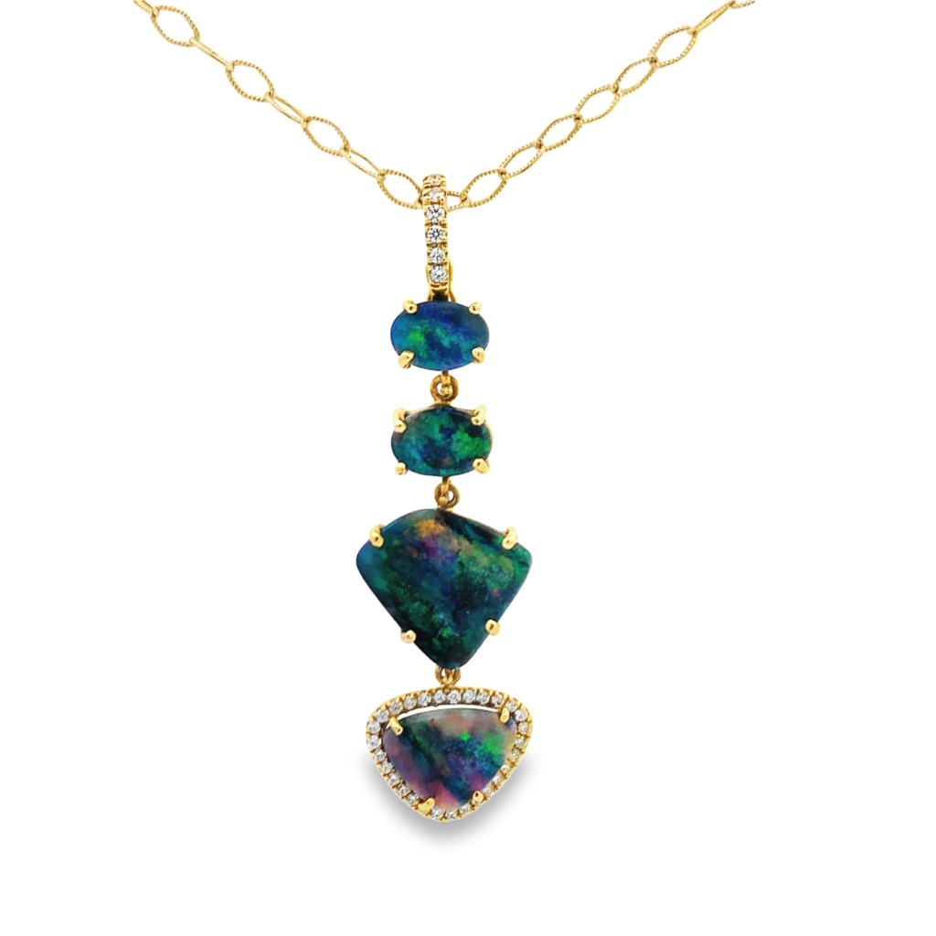 Lauren K 18K Yellow Gold Black Opal Pendant Necklace