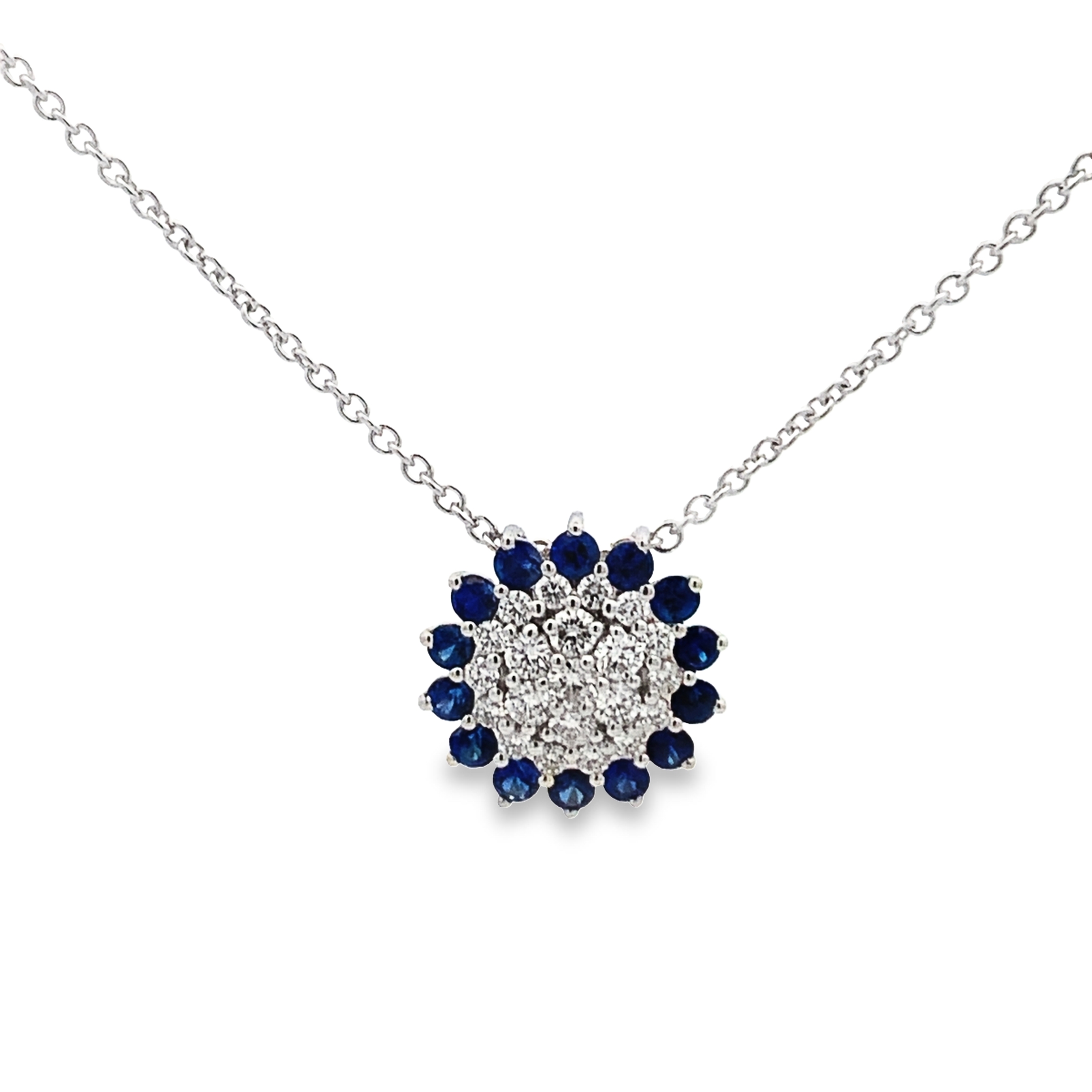 Leo Pizzo 18K White Gold Sapphire Flower Pendant