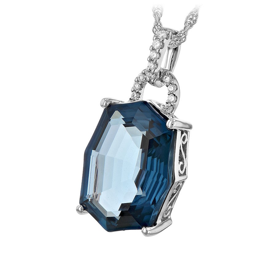 Allison Kaufman 14K White Gold London Blue Topaz Pendant