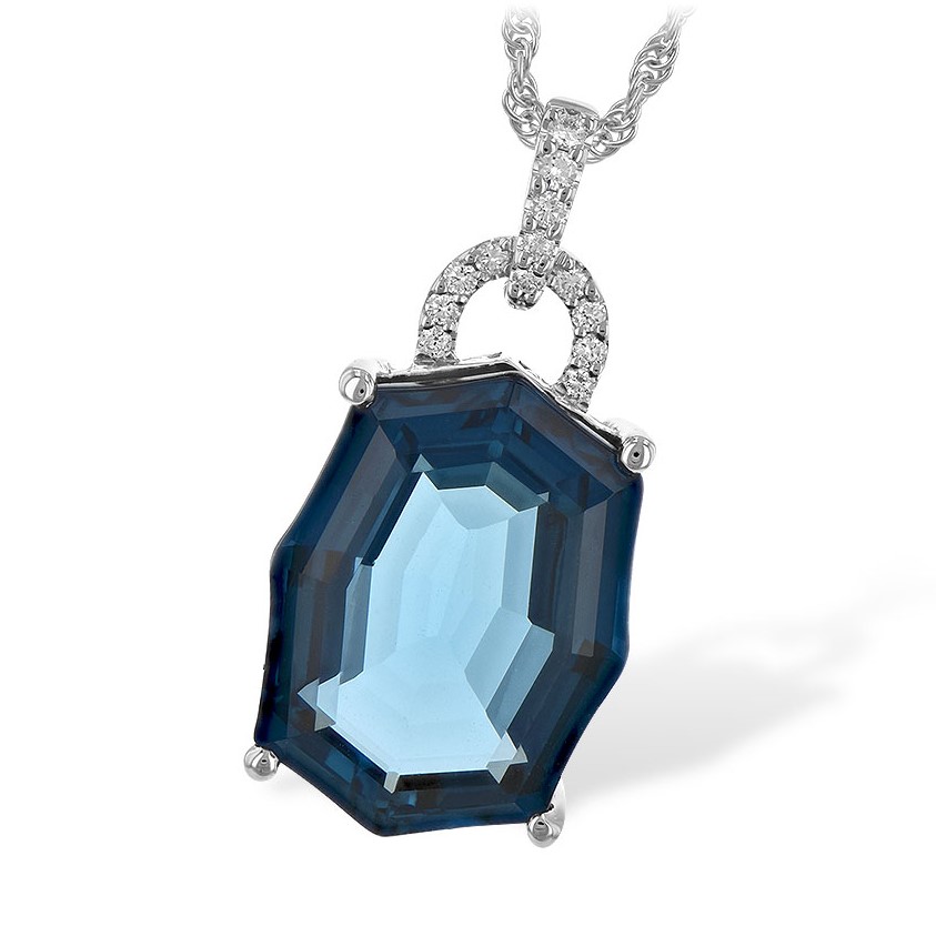 Allison Kaufman 14K White Gold London Blue Topaz Pendant