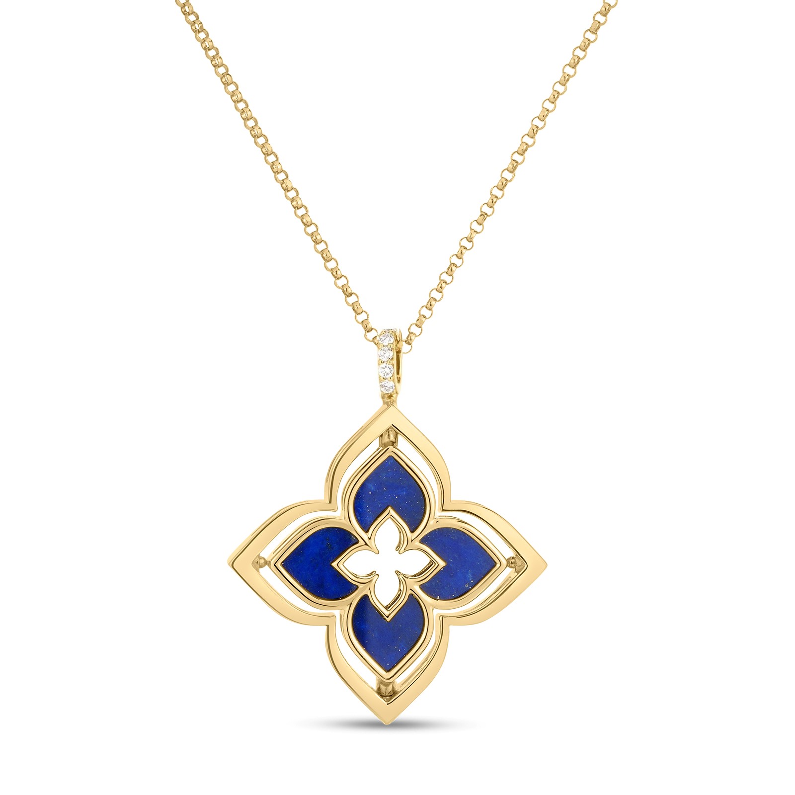 Roberto Coin 18K Yellow Gold Venetian Princess Lapis Flower Pendant