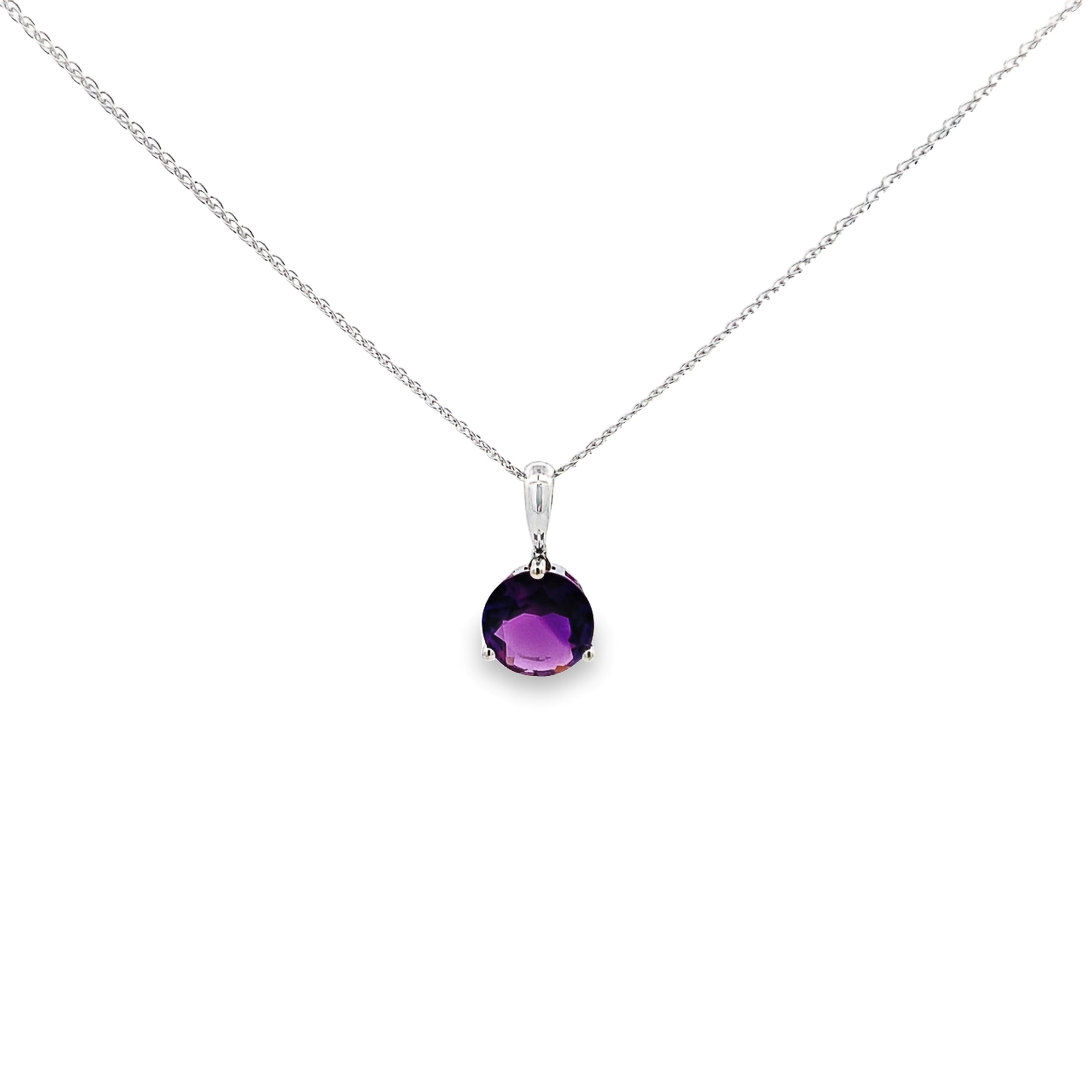 14K White Gold Amethyst Pendant