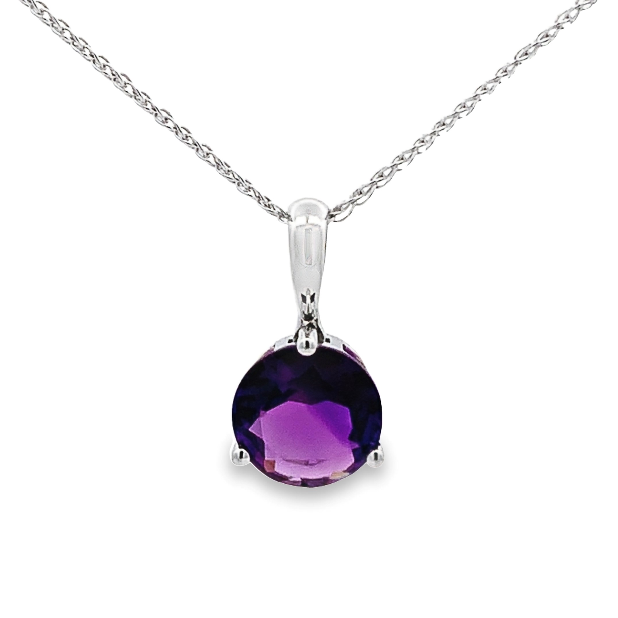 14K White Gold Amethyst Pendant