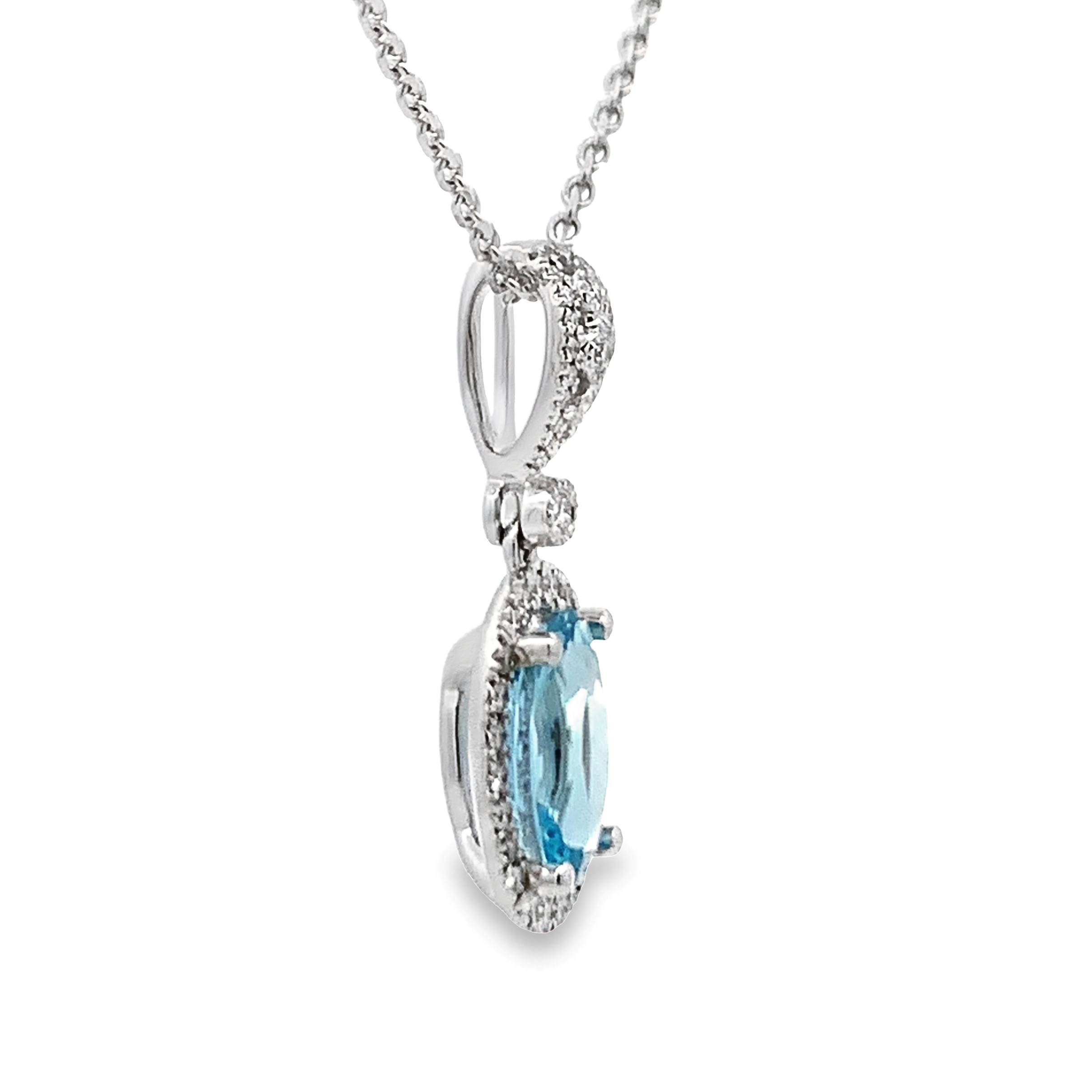 18K White Gold Aquamarine and Diamond Pendant