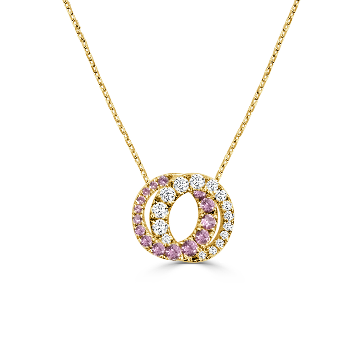 Frederic Sage 14K Yellow Gold Pink Sapphire & Diamond Circle Pendant