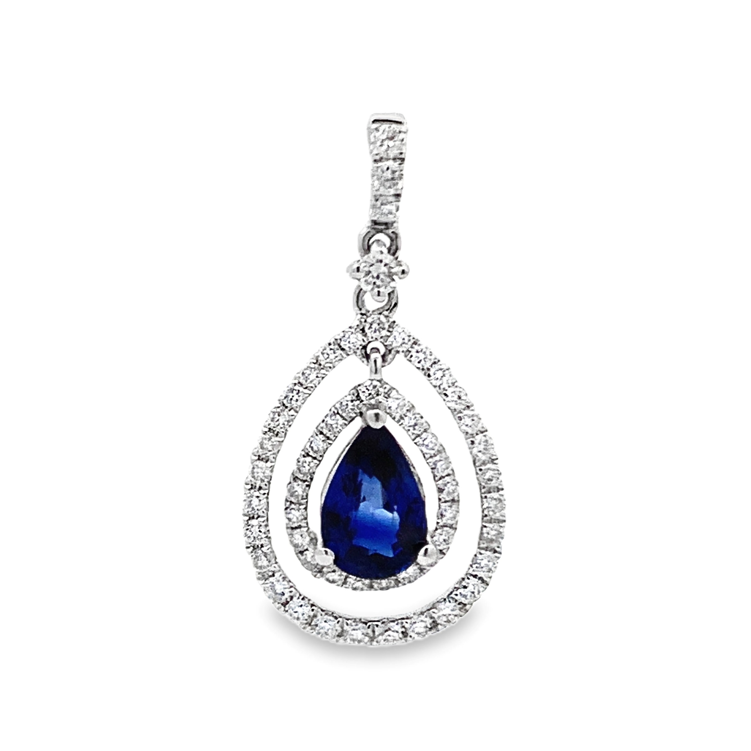 18K White Gold Sapphire and Diamond Pendant