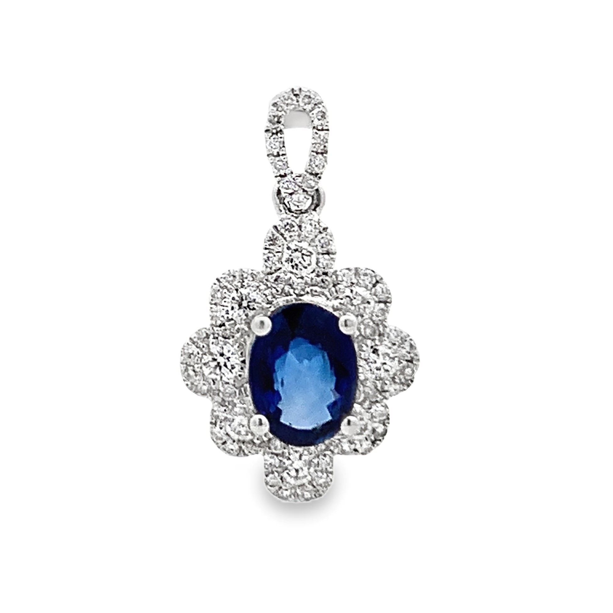 18K White Gold Sapphire and Diamond Pendant