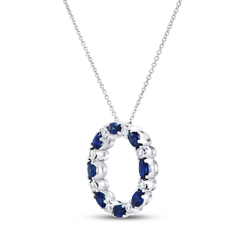 Uneek 18K White Gold Sapphire and Diamond Circle Pendant