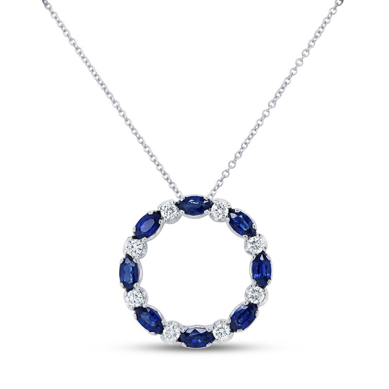 Uneek 18K White Gold Sapphire and Diamond Circle Pendant