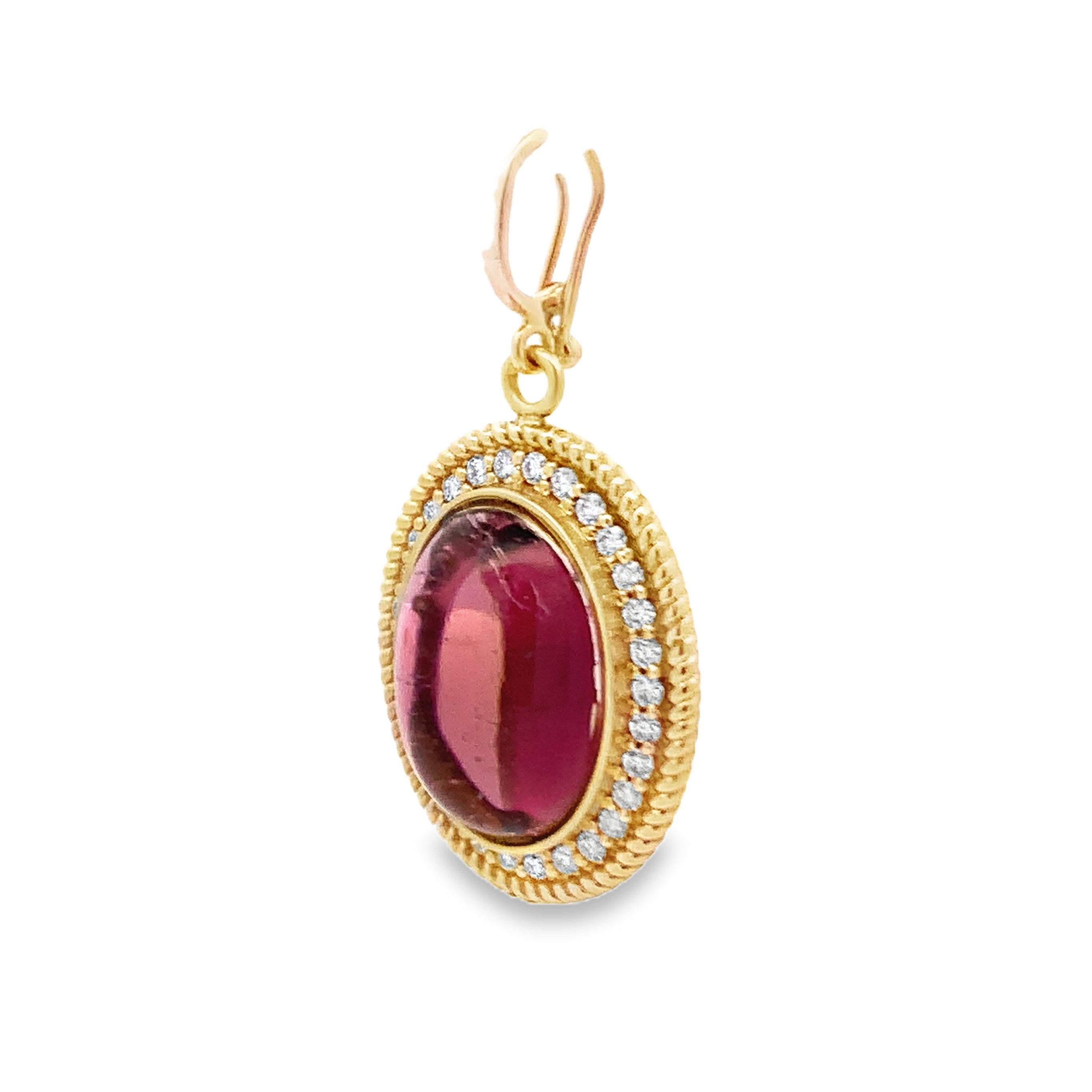 14K Yellow Gold Pink Tourmaline Halo Pendant