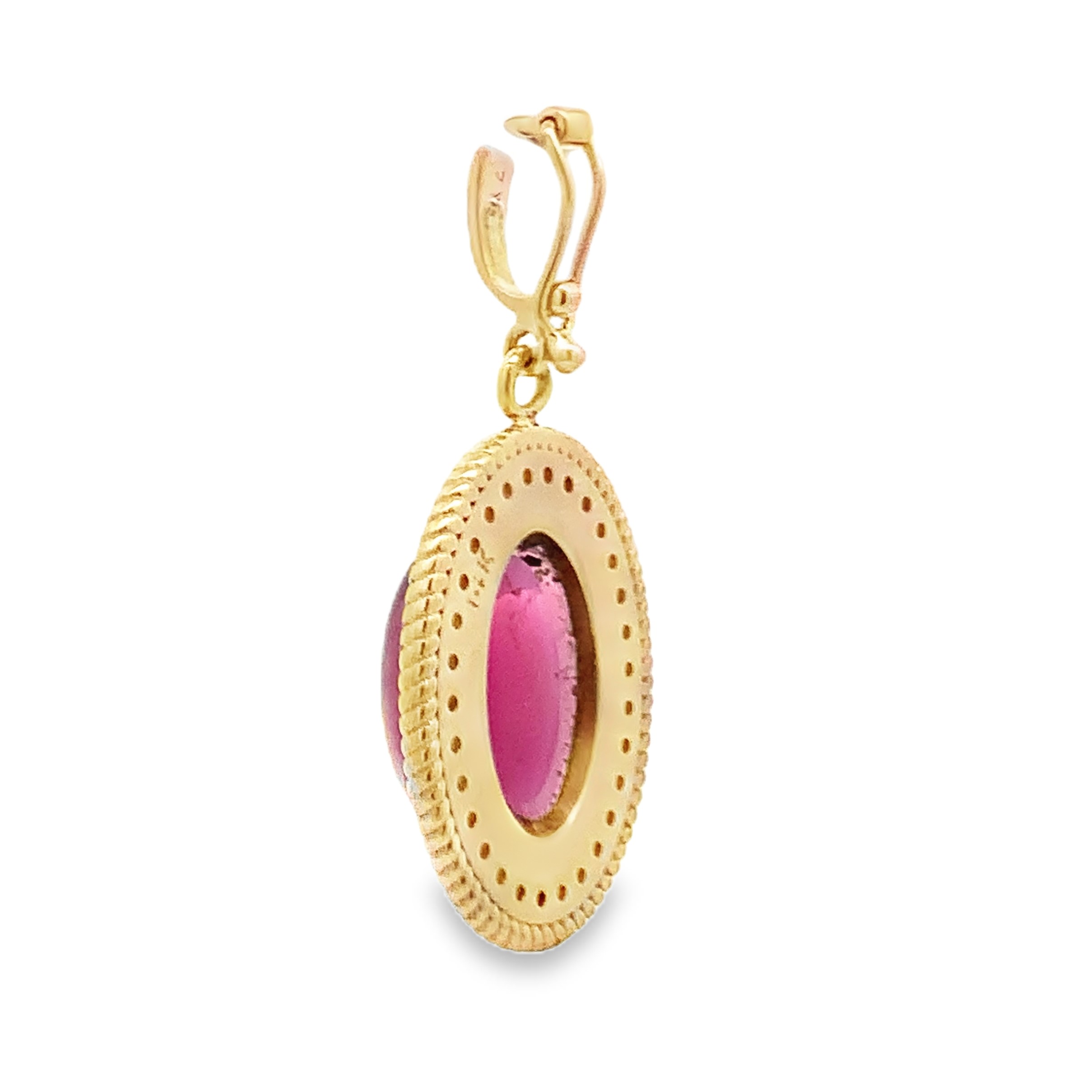 14K Yellow Gold Pink Tourmaline Halo Pendant