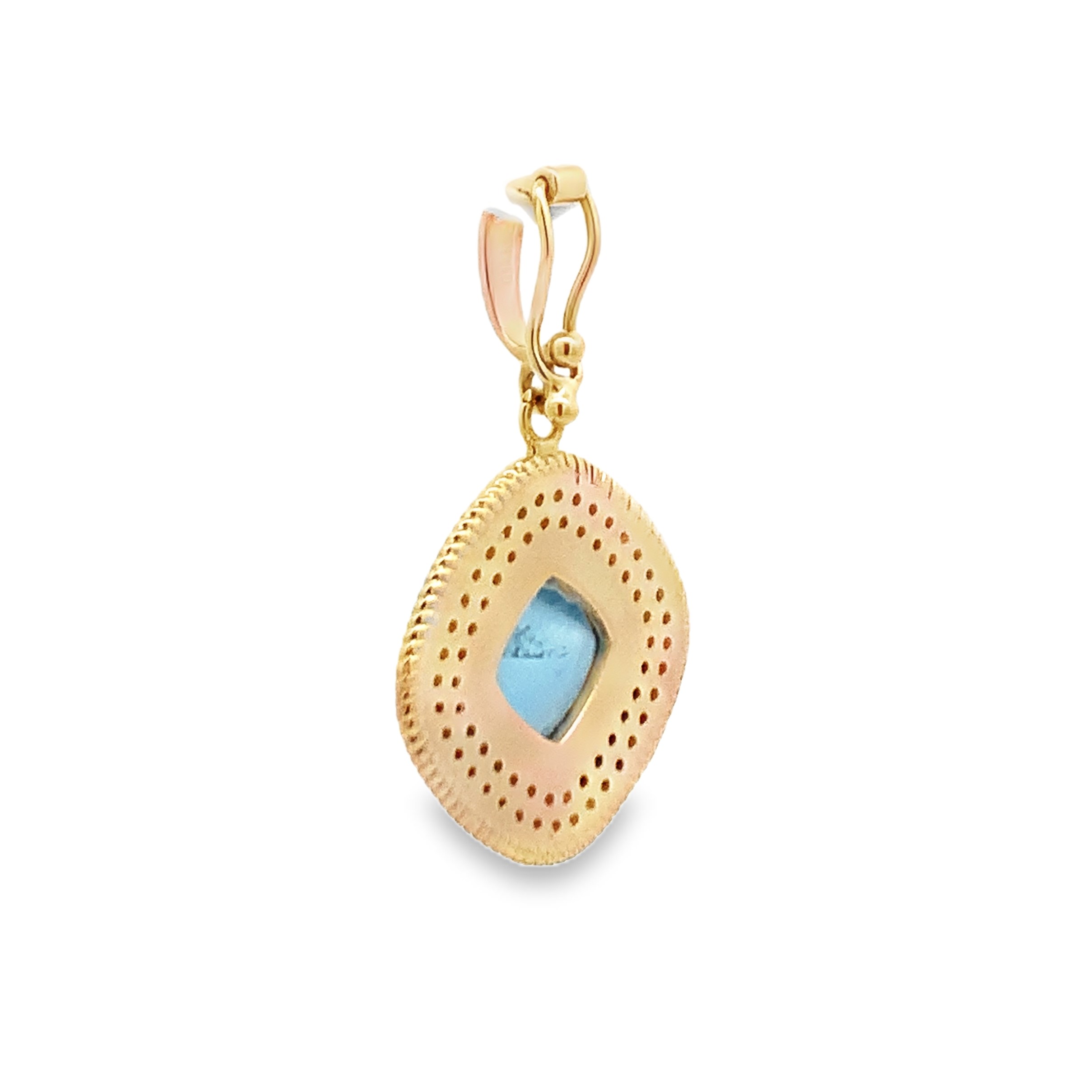 14K Yellow Gold Aquamarine Diamond Halo Pendant