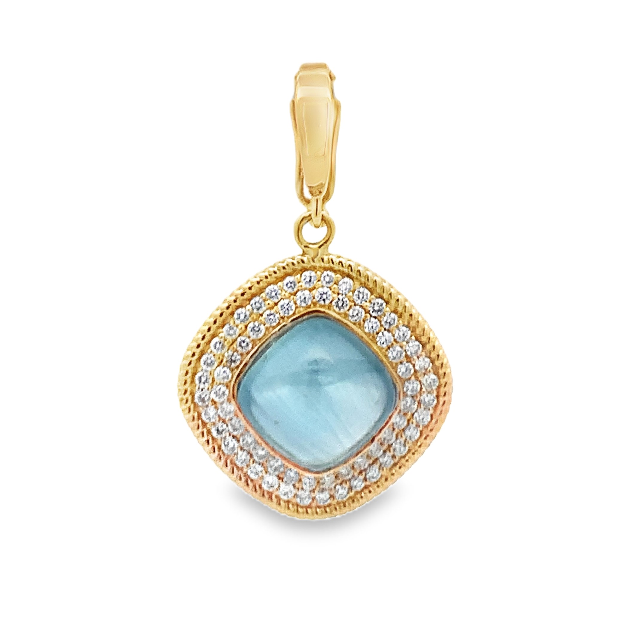 Rudolf Friedmann 14K Yellow Gold Aquamarine Diamond Halo Pendant