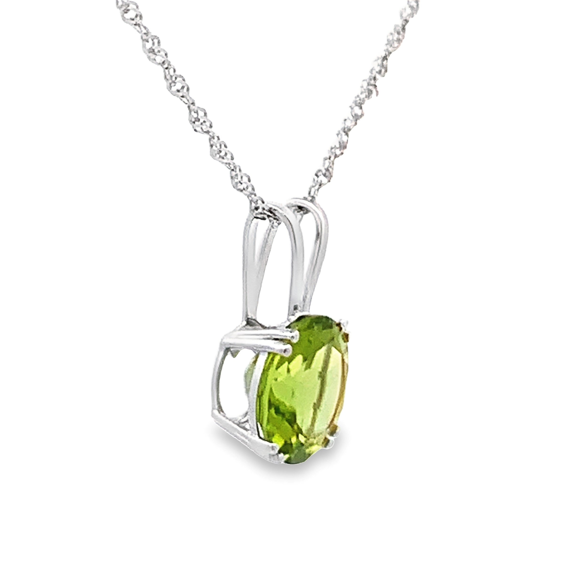 14K White Gold Peridot Pendant