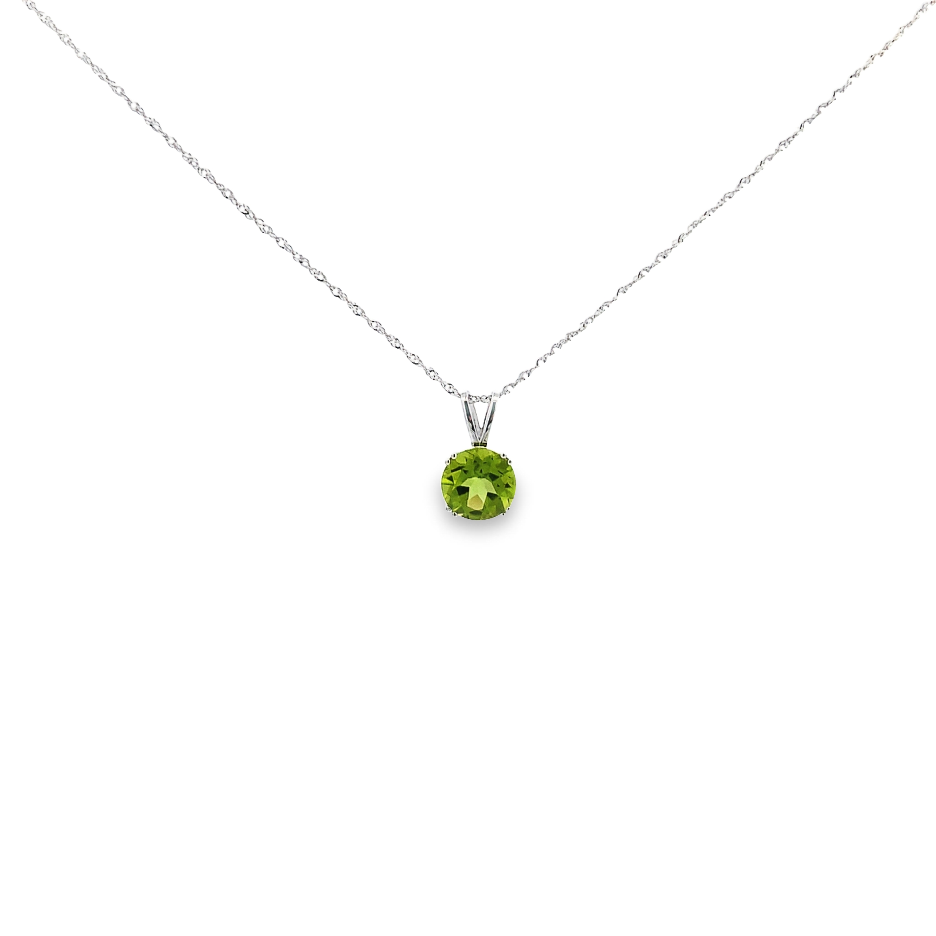 14K White Gold Peridot Pendant