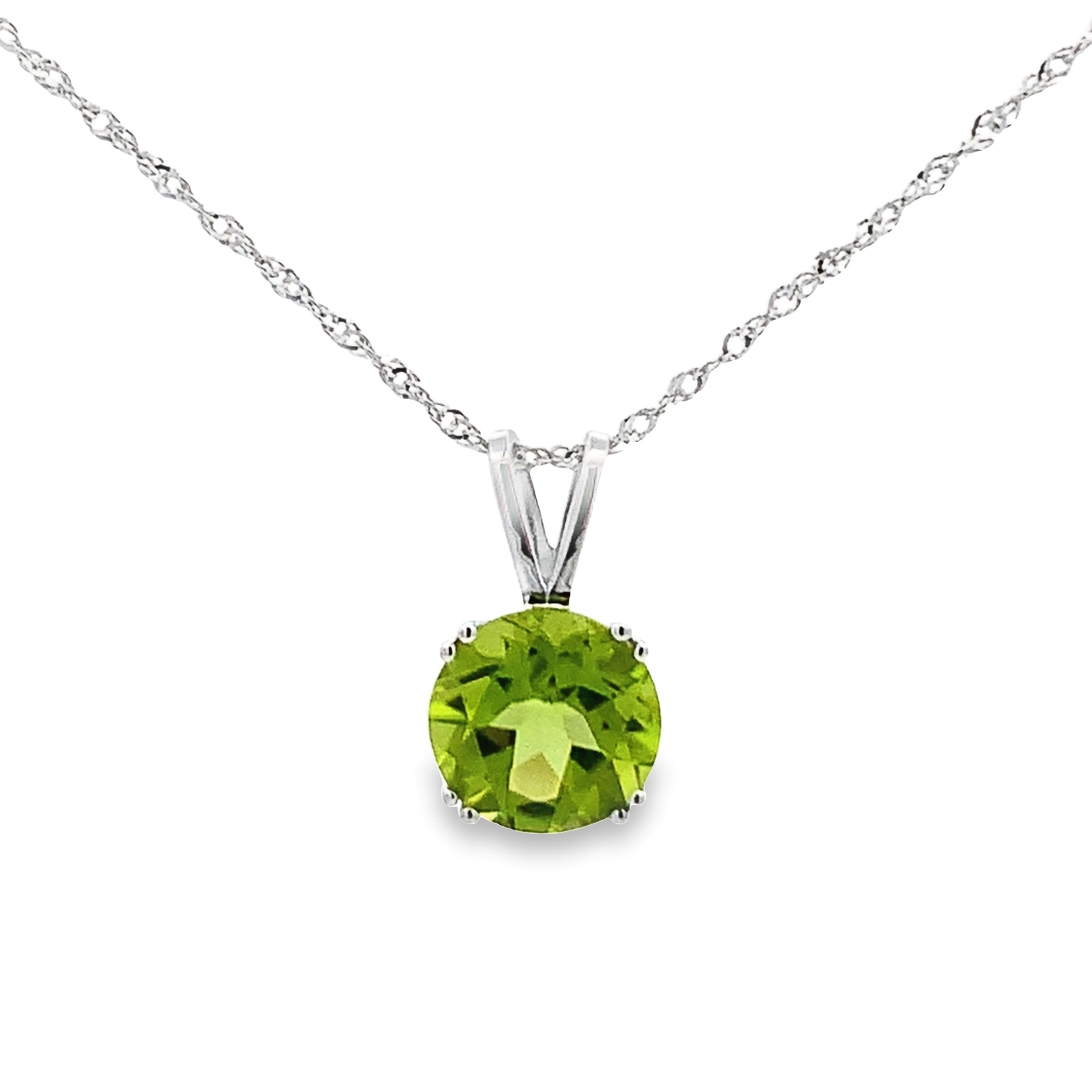 14K White Gold Peridot Pendant