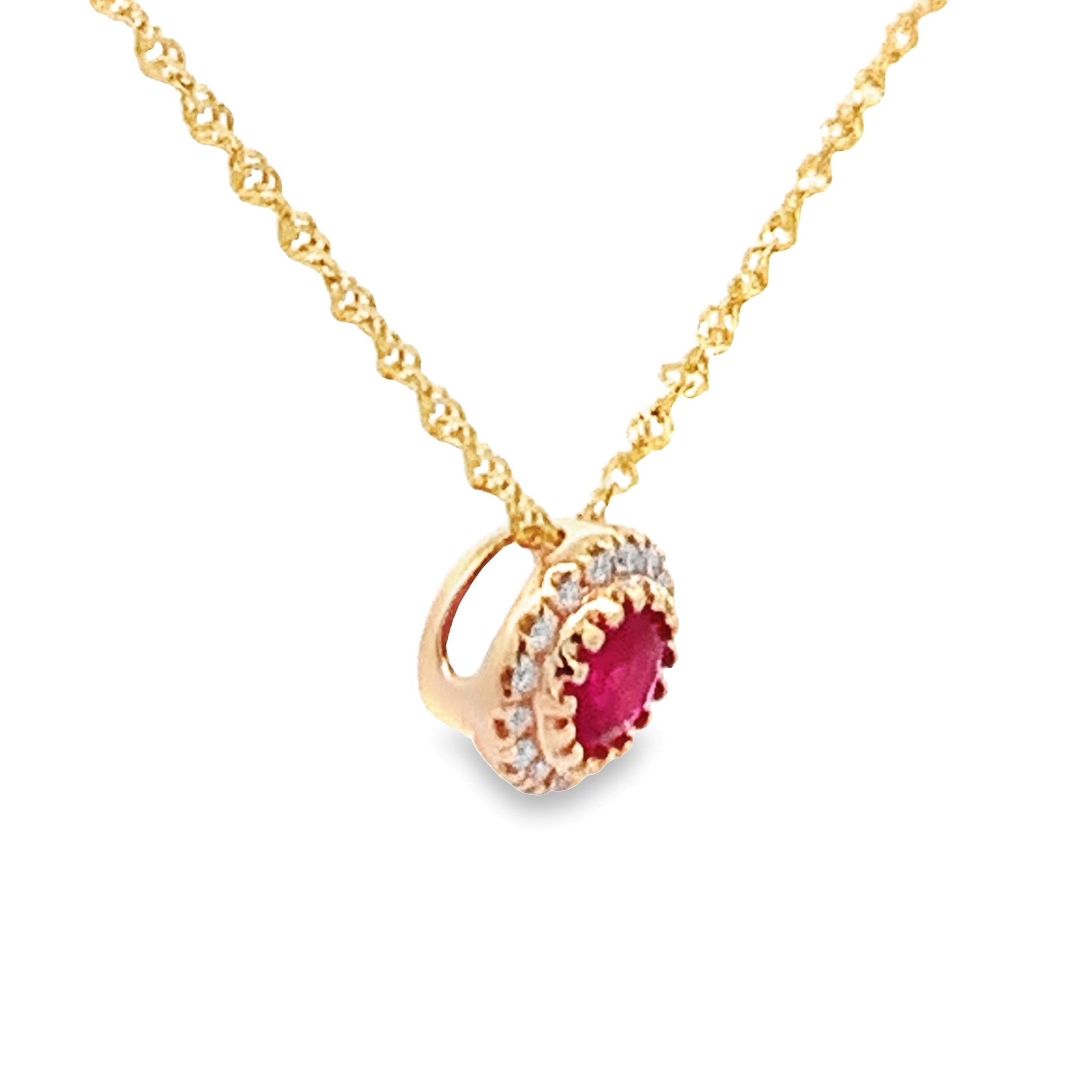 14K Yellow Gold Ruby and Diamond Pendant