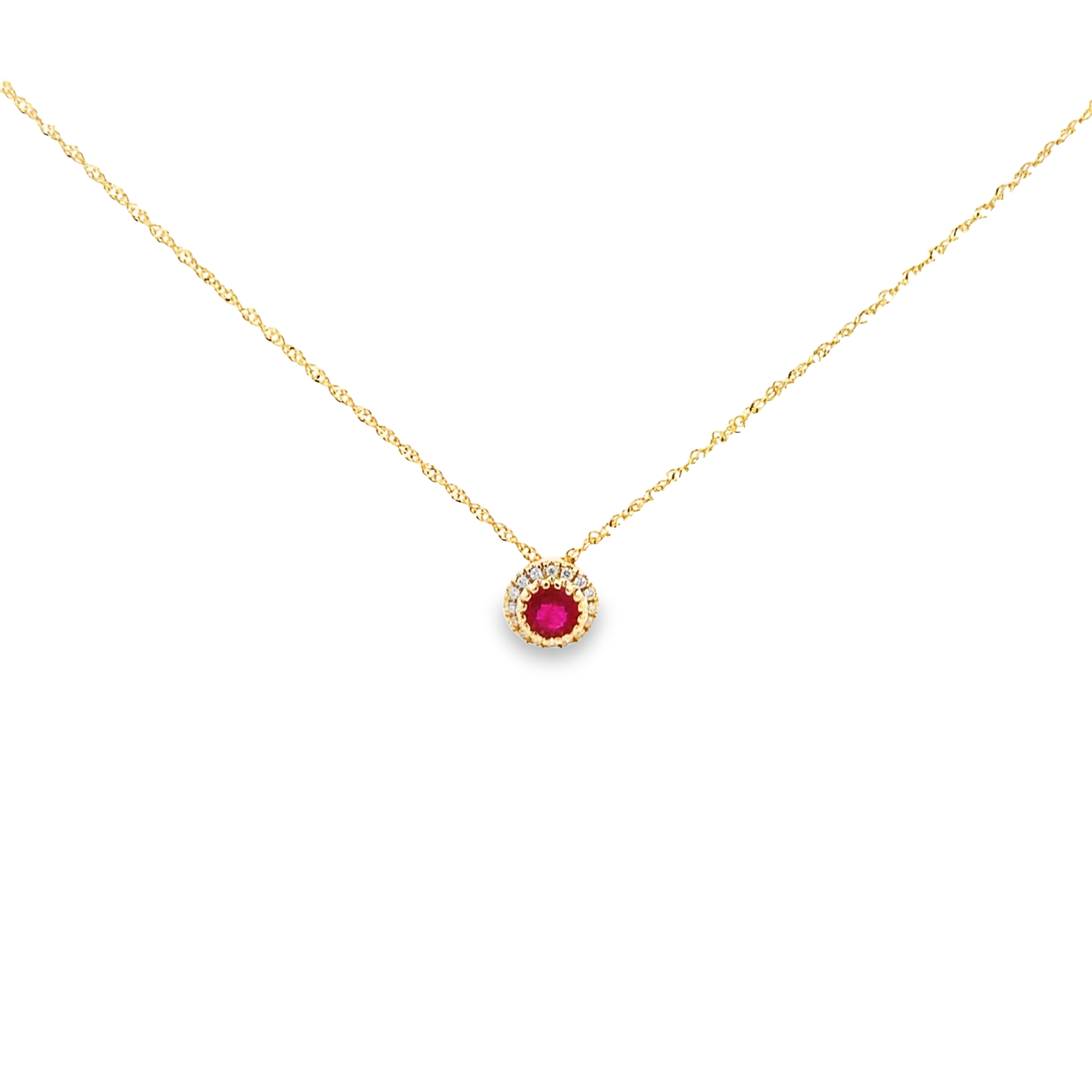 14K Yellow Gold Ruby and Diamond Pendant