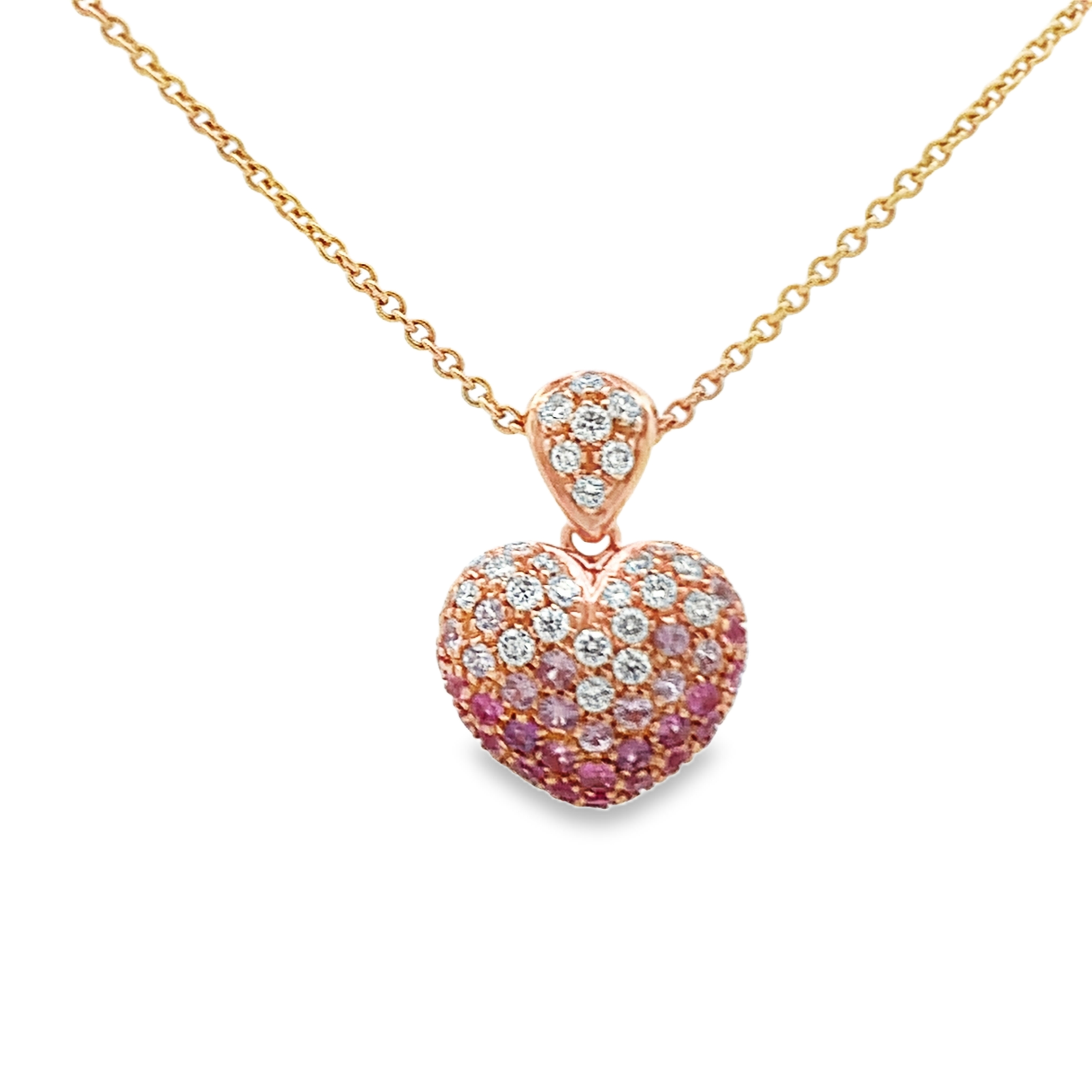 Leo Pizzo 18K Rose Gold Pink Sapphire Heart Pendant