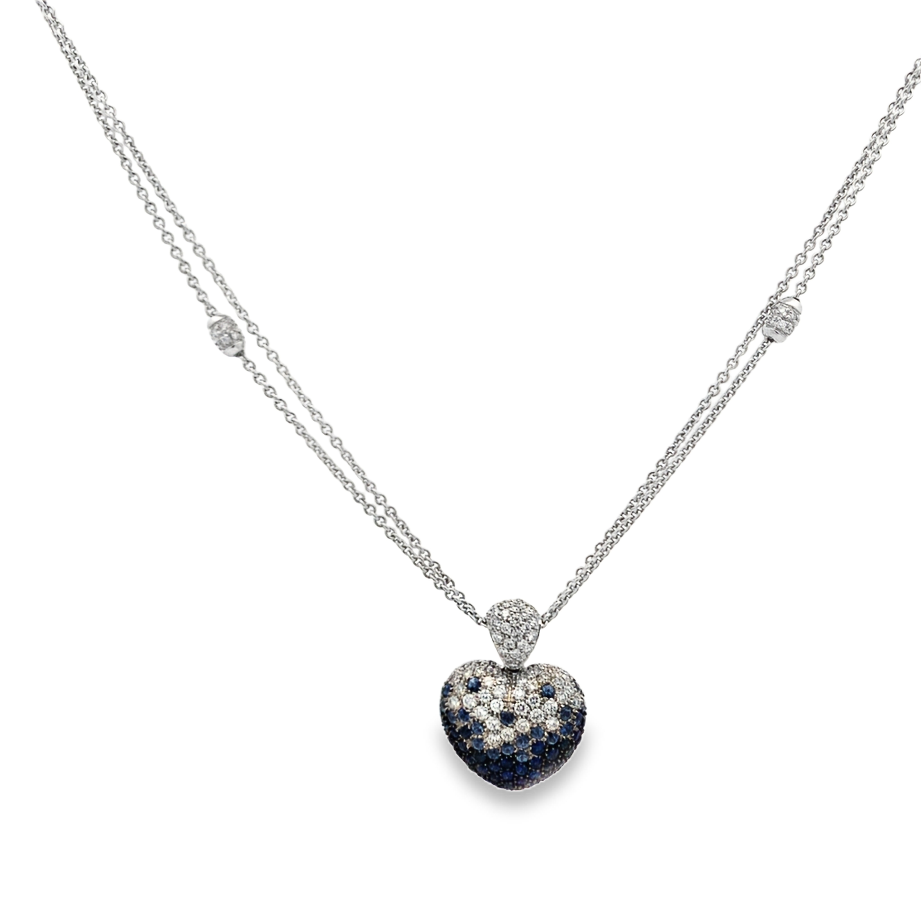 Leo Pizzo 18K White Gold Blue Sapphire Heart Pendant