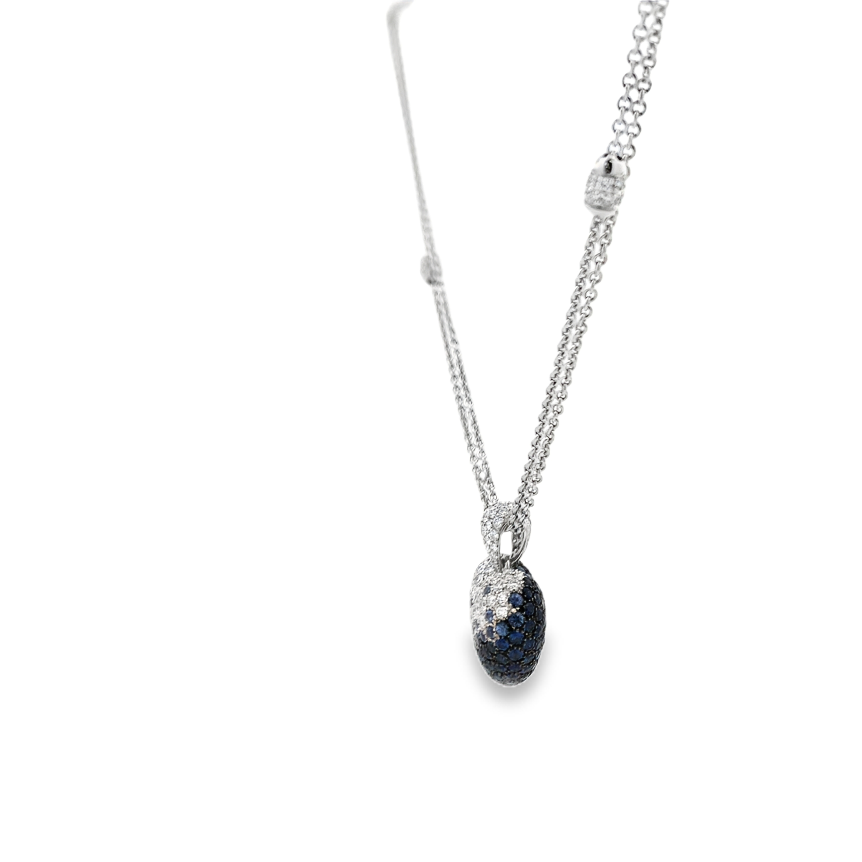 Leo Pizzo 18K White Gold Blue Sapphire Heart Pendant