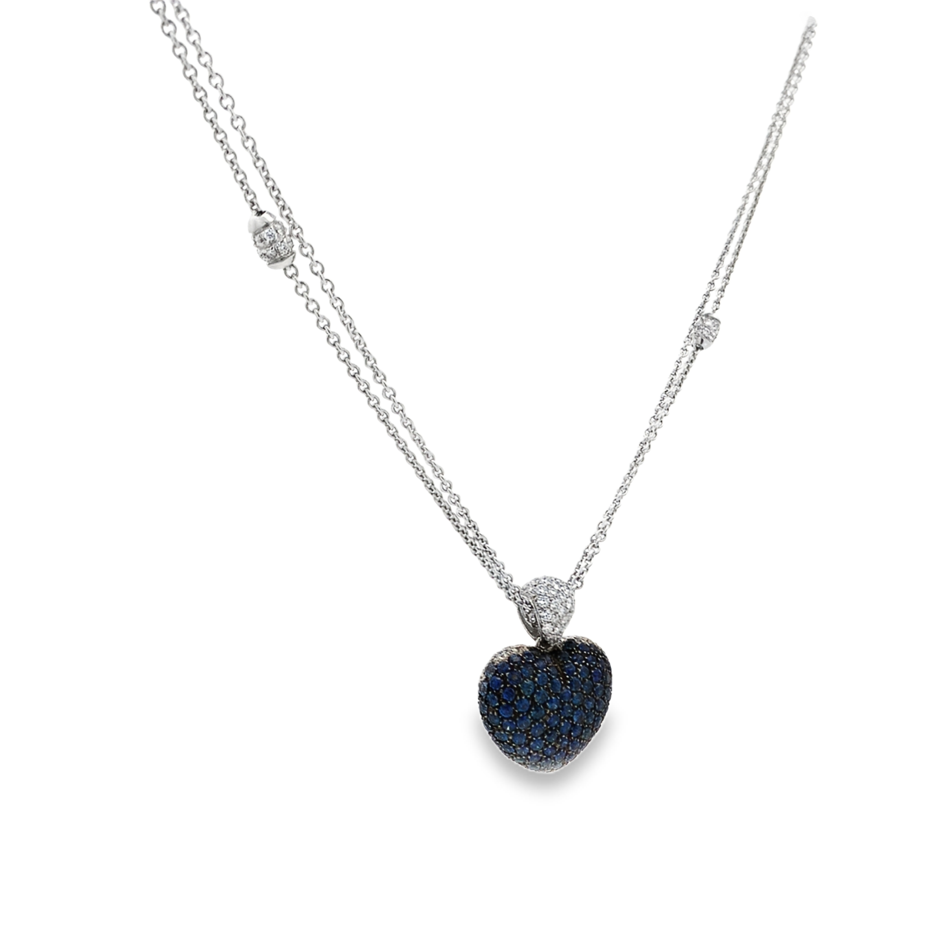 Leo Pizzo 18K White Gold Blue Sapphire Heart Pendant