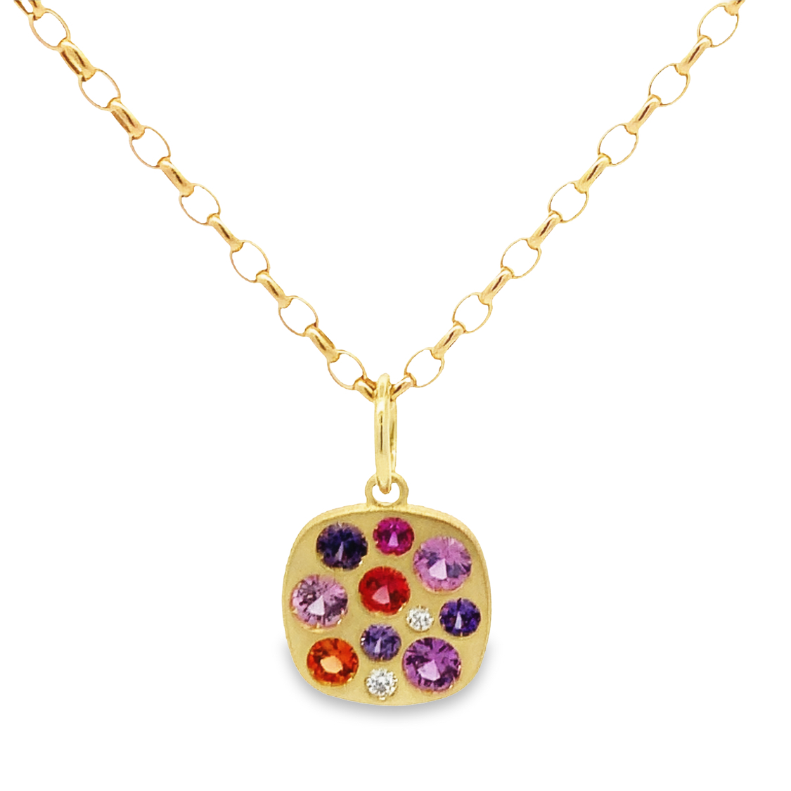 Lauren K 18K Yellow Gold Multicolor Sapphire Dots Necklace