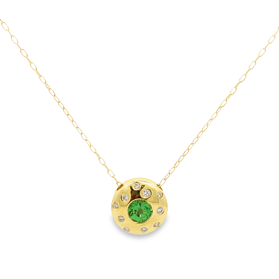 Lauren K 18K Yellow Gold Tsavorite & Diamond Circle Pendant