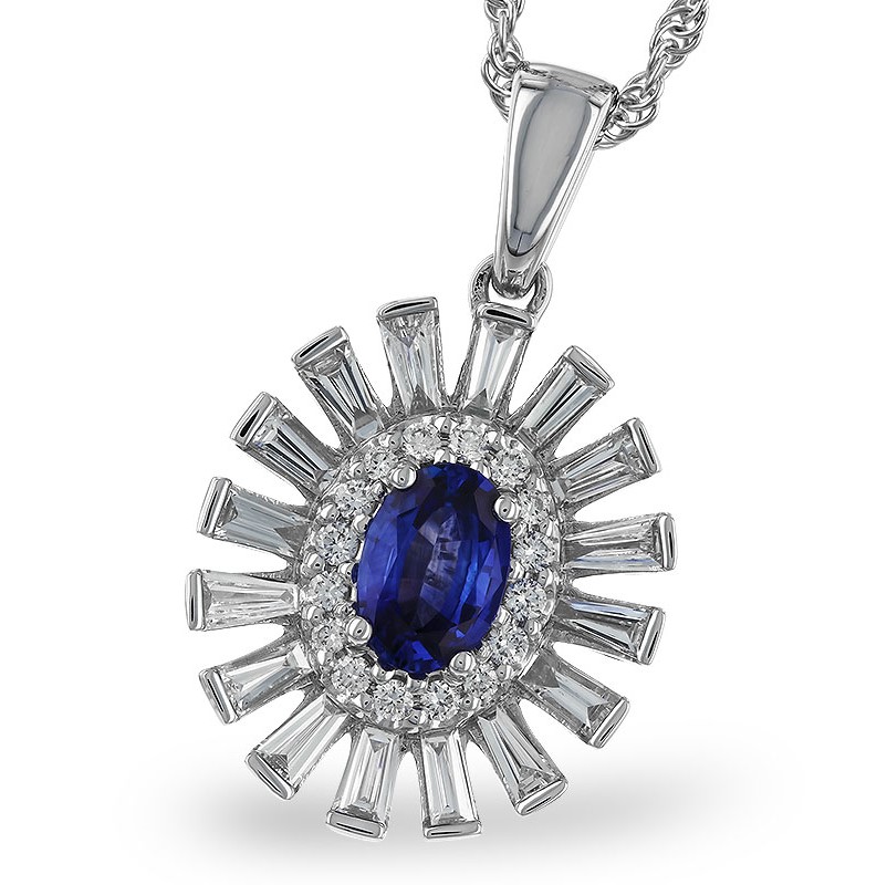 Allison Kaufman 14K White Gold Sapphire and Diamond Pendant