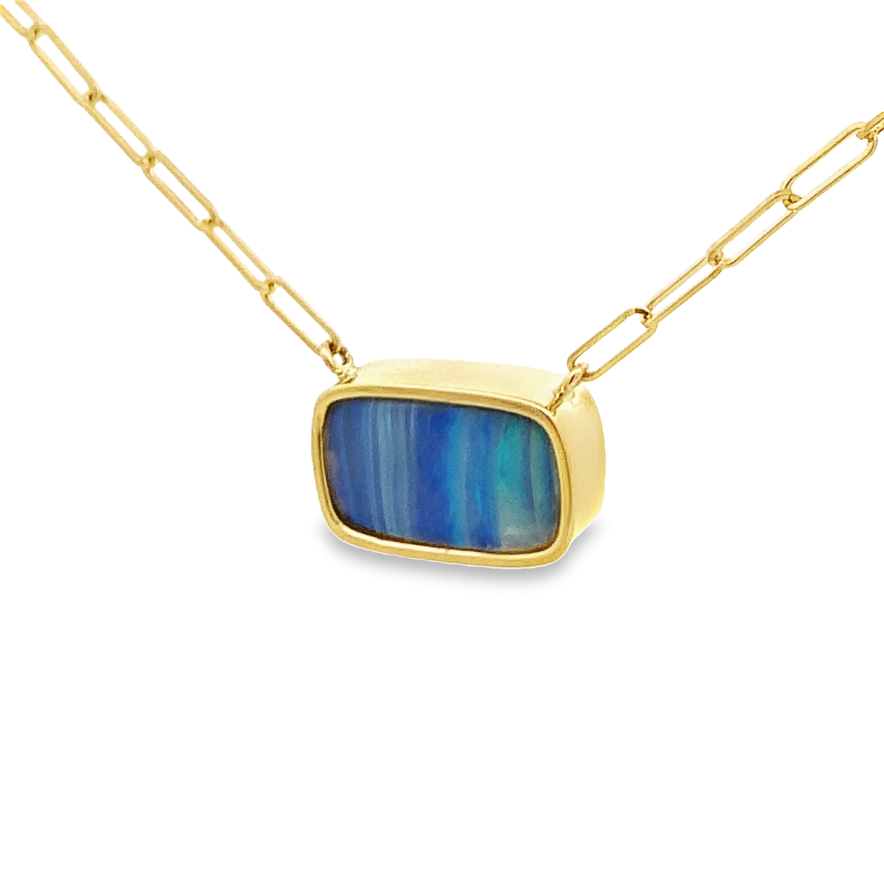 Lauren K 18K Yellow Gold Boulder Opal Bezel Necklace