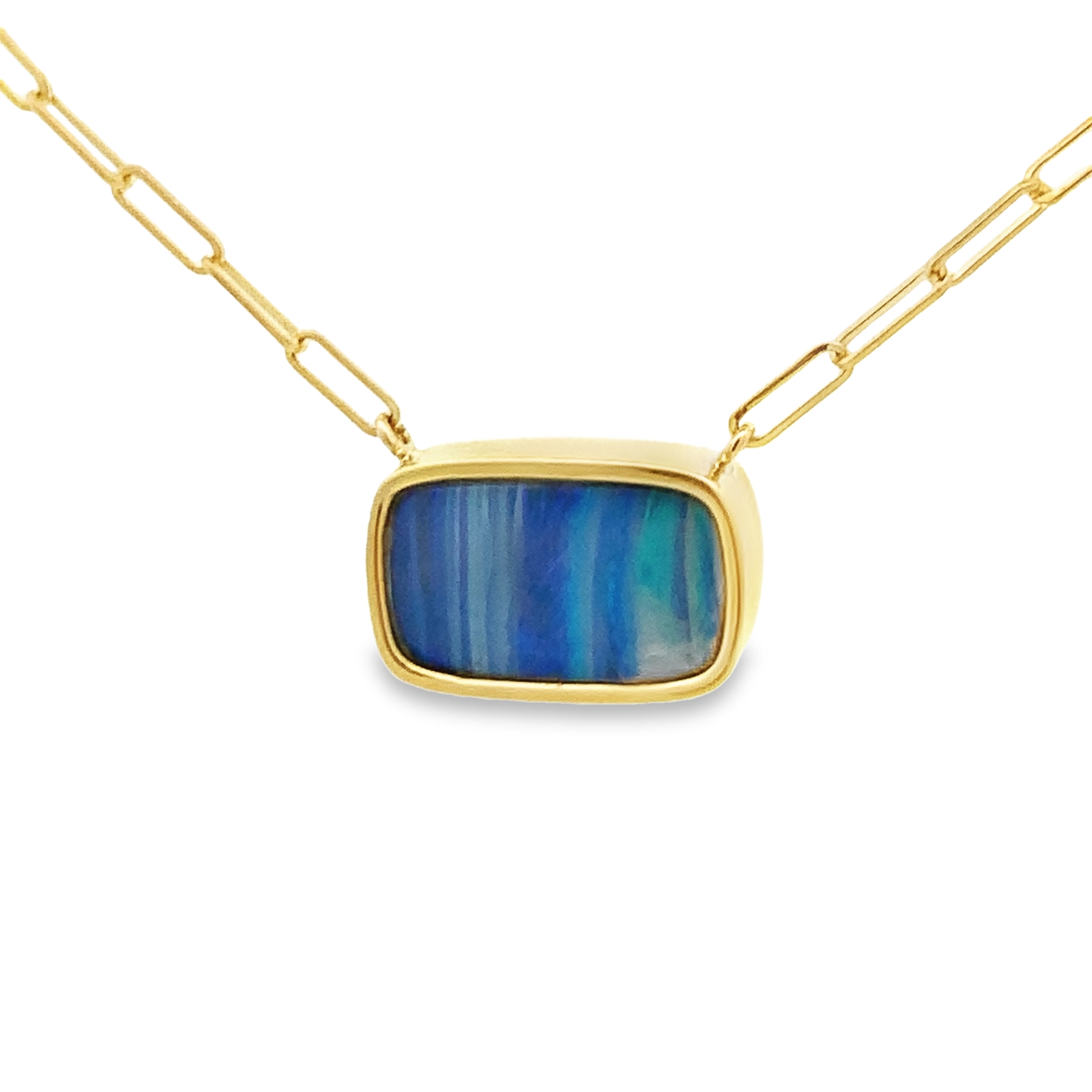 Lauren K 18K Yellow Gold Boulder Opal Bezel Necklace