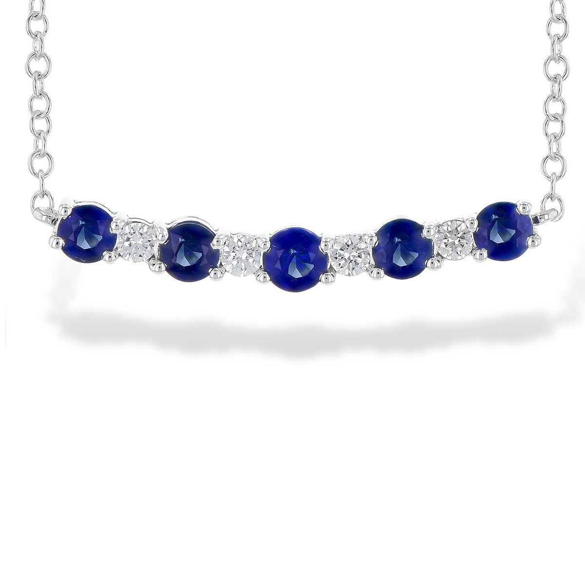 Allison Kaufman 14K White Gold Sapphire and Diamond Bar Necklace