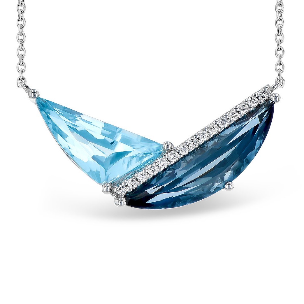 Allison Kaufman 14K White Gold Blue Topaz Freeform Necklace