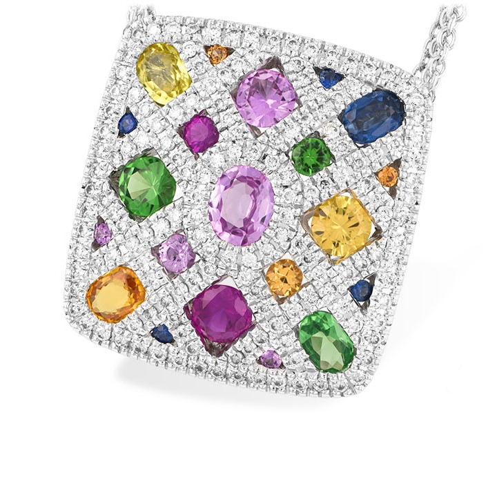 Allison Kaufman 14K White Gold Multicolor Lattice Necklace