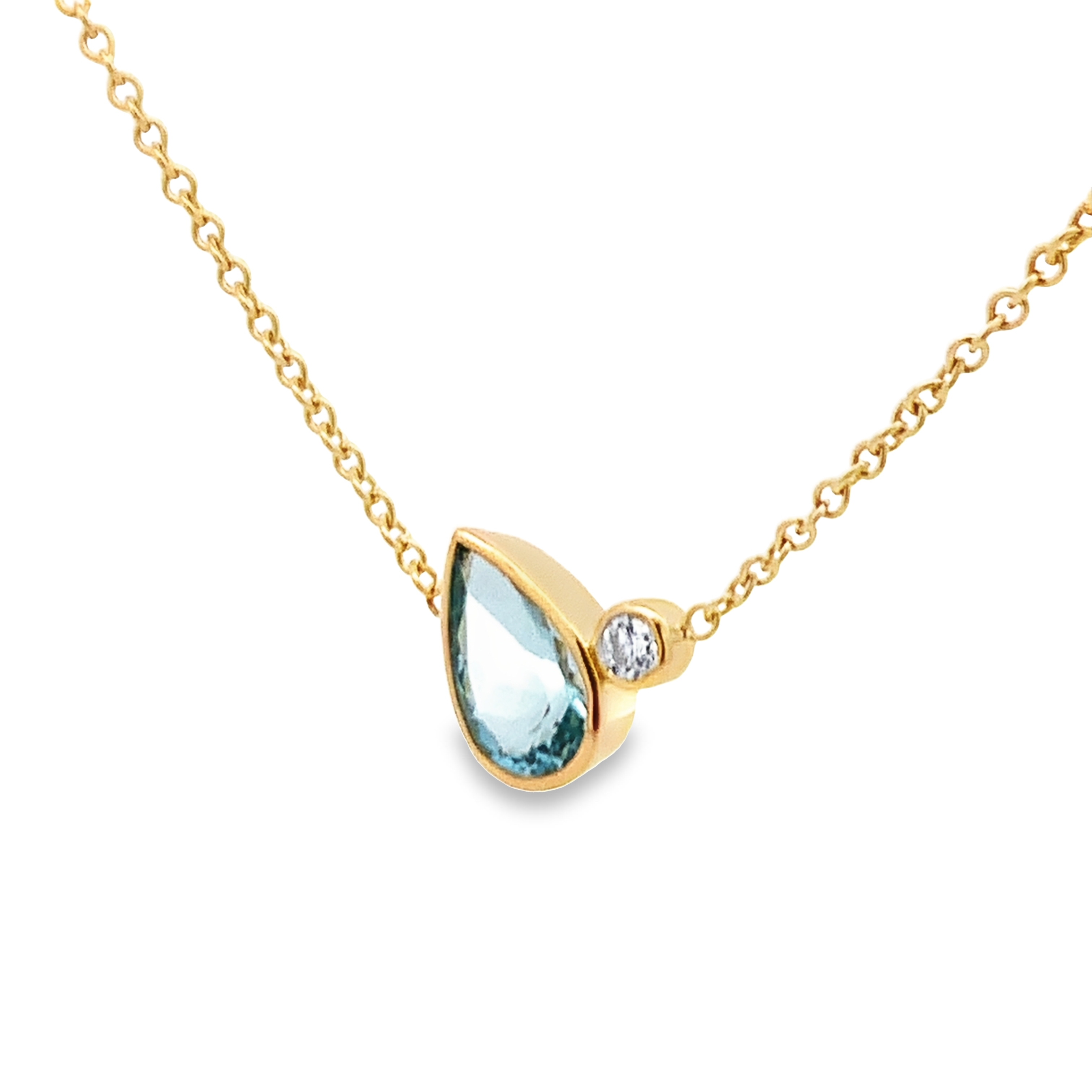 Kimberly Collins 18K Yellow Gold Aquamarine and Diamond Necklace