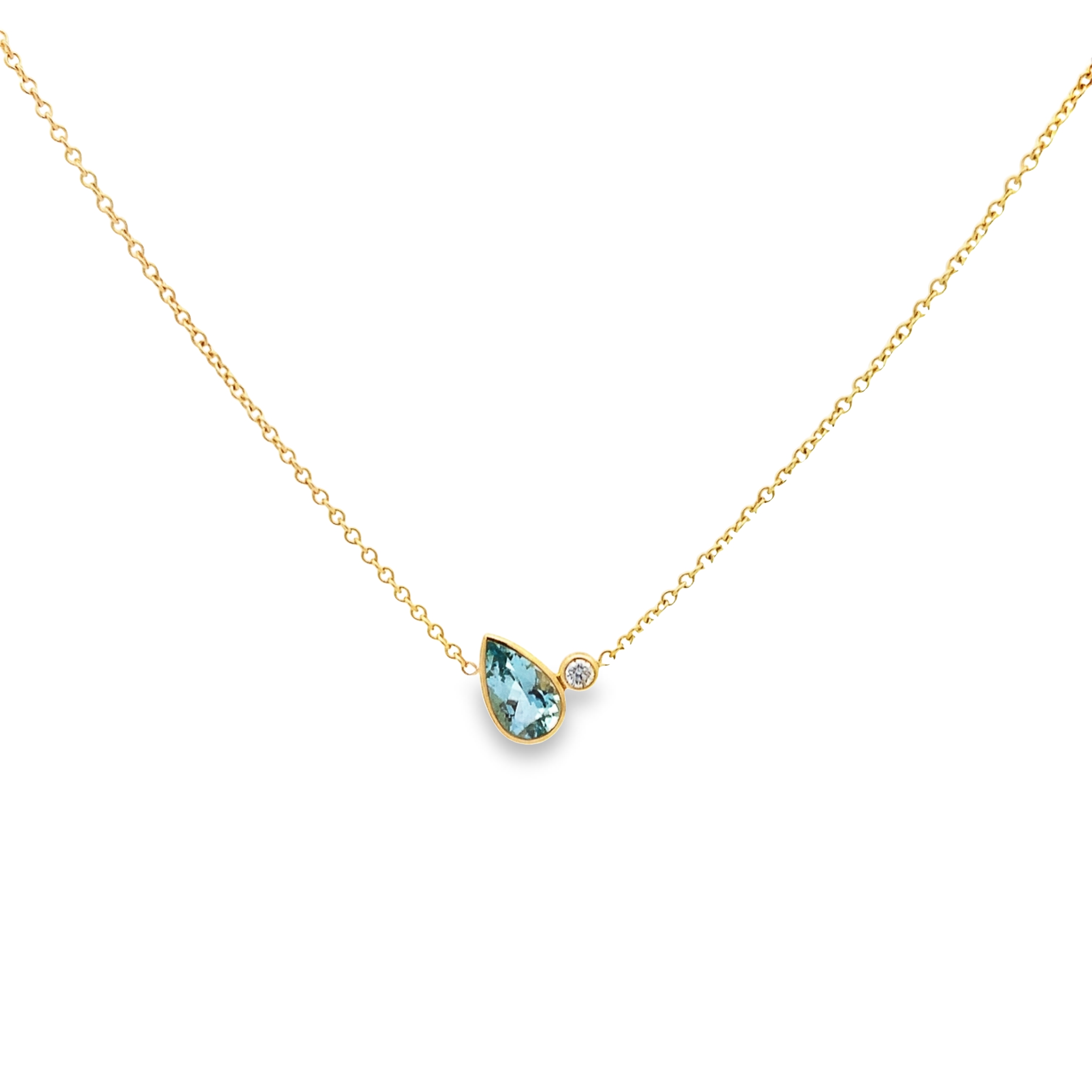 Kimberly Collins 18K Yellow Gold Aquamarine and Diamond Necklace