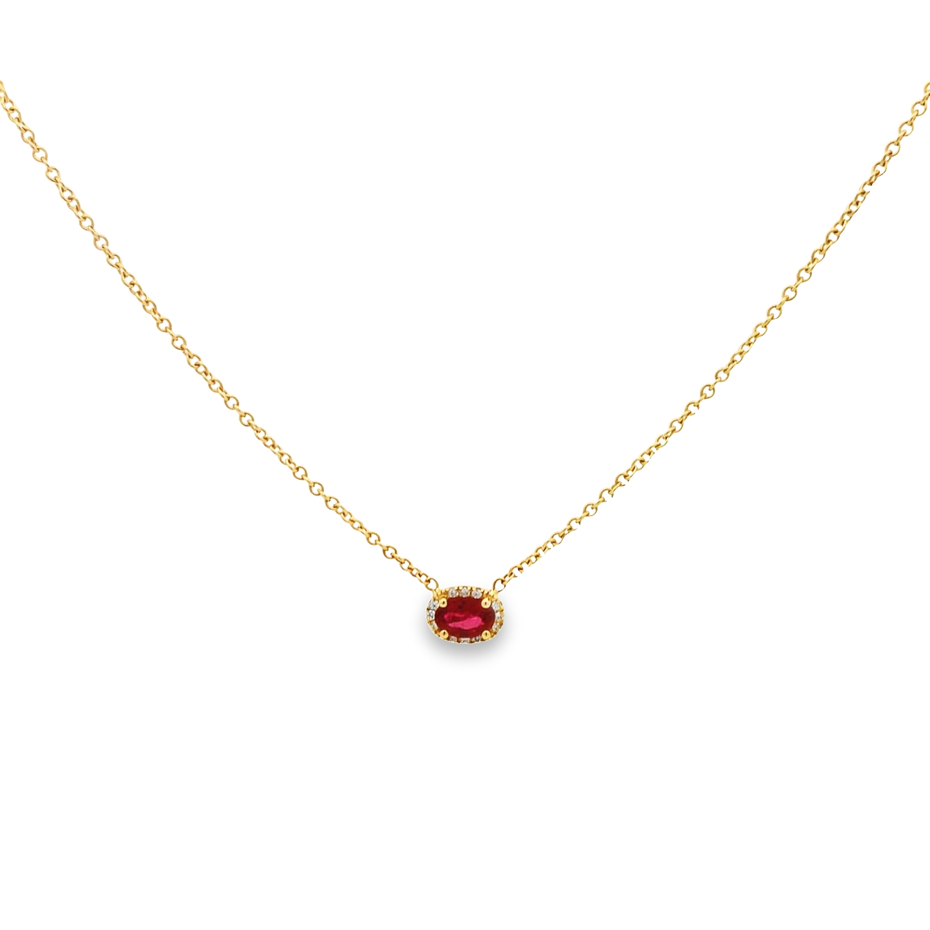 Kimberly Collins 18K Yellow Gold Ruby Halo Necklace