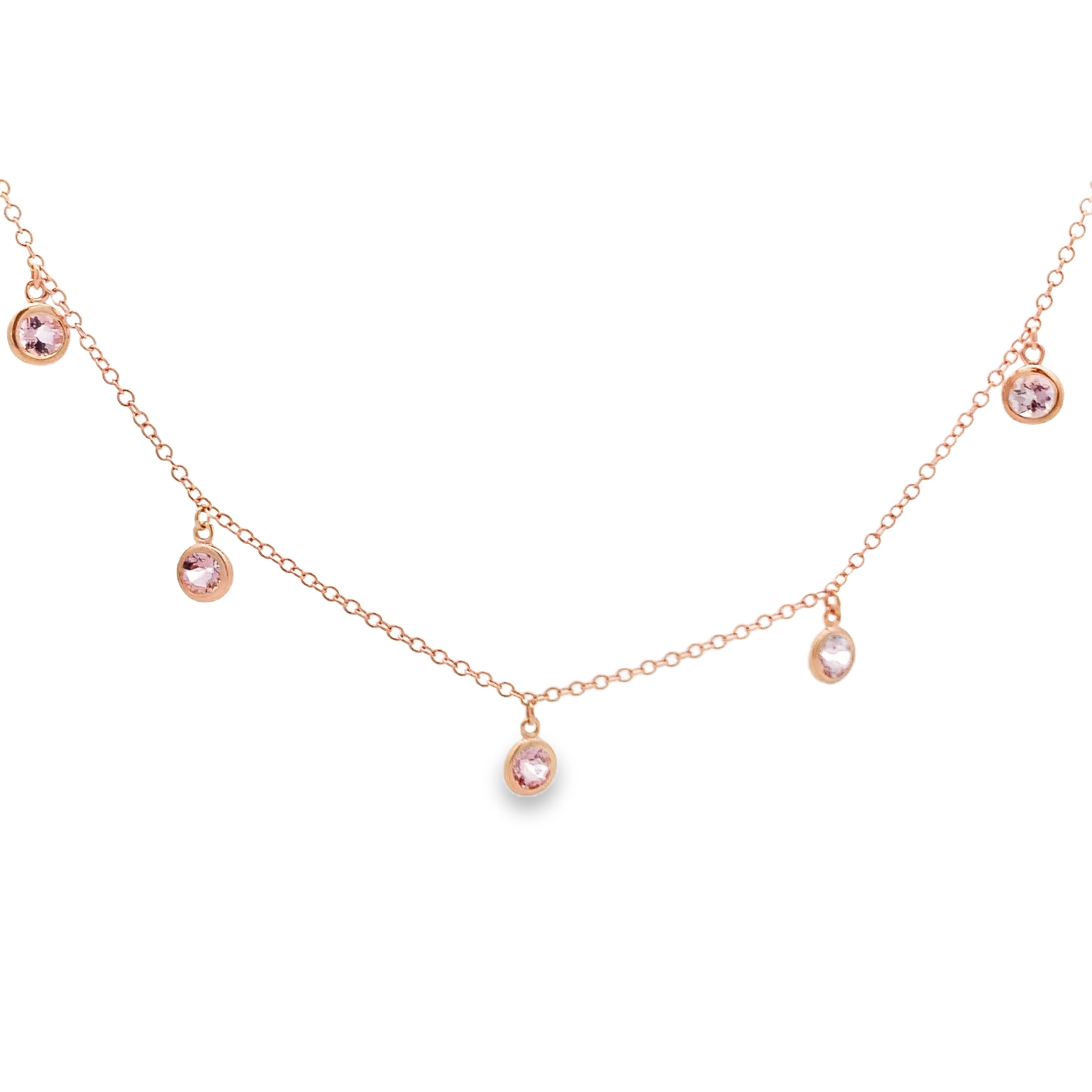 18K Rose Gold Morganite Station Necklace