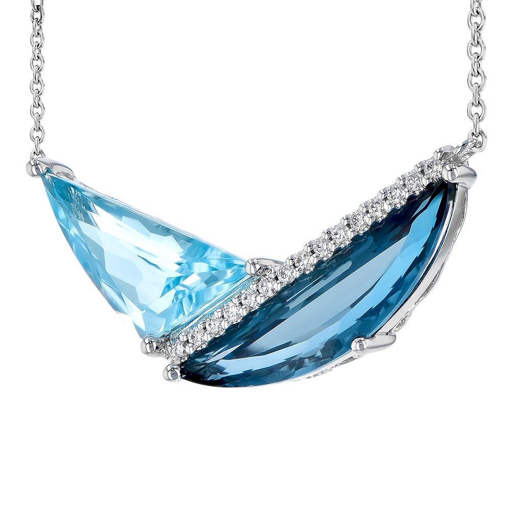 Allison Kaufman 14K White Gold Blue Topaz Freeform Necklace