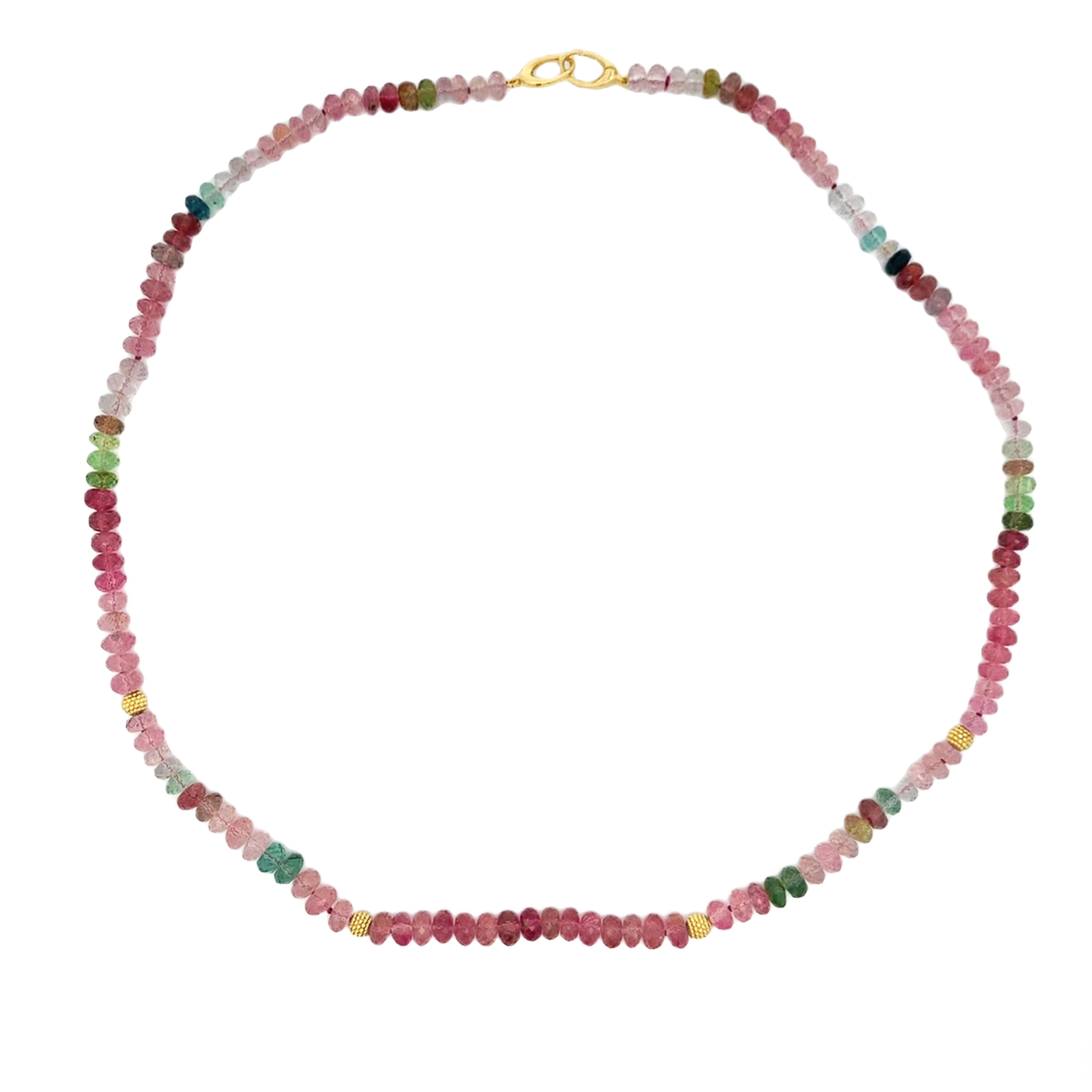 Lauren K 18K Yellow Gold Watermelon Tourmaline Beads Strand