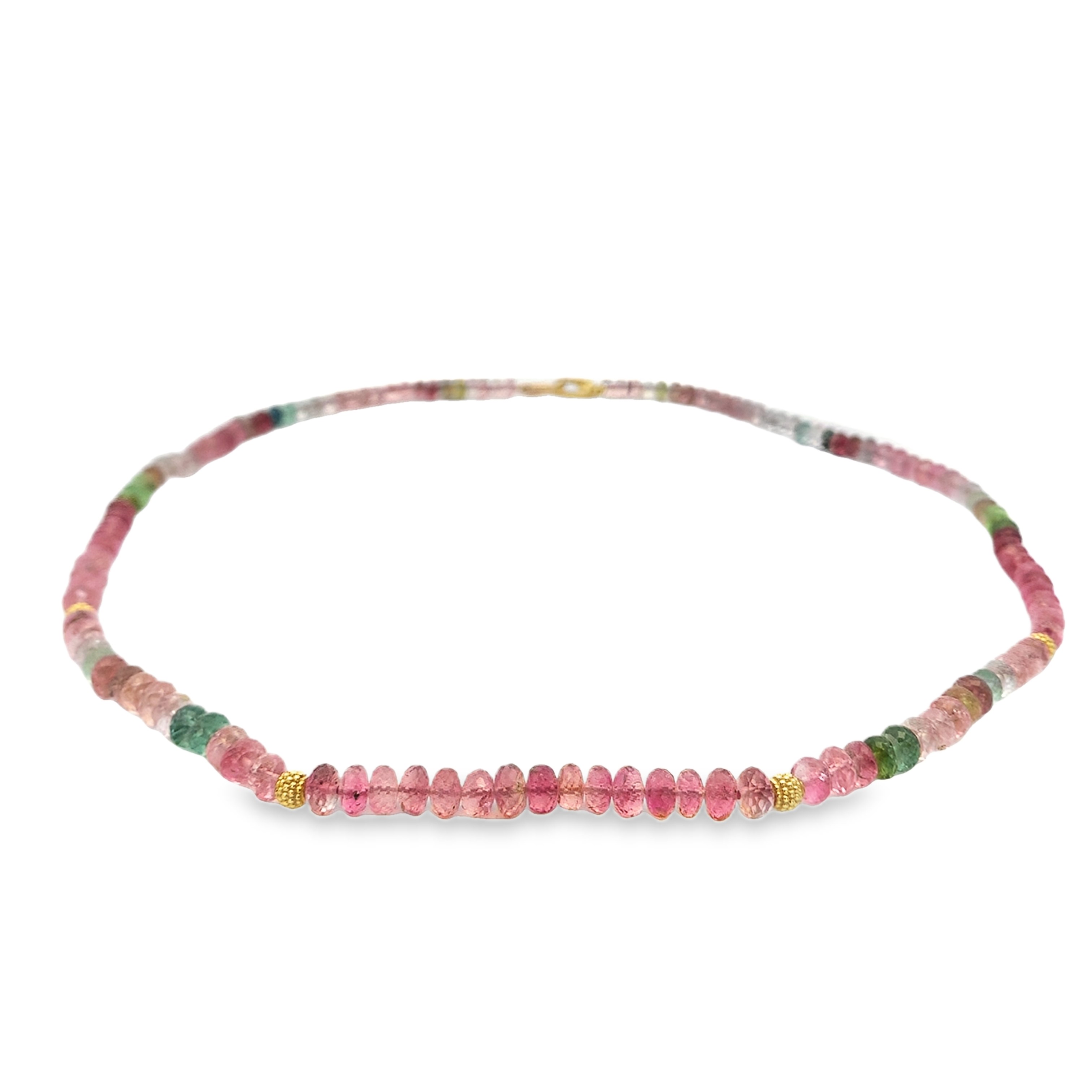 Lauren K 18K Yellow Gold Watermelon Tourmaline Beads Strand