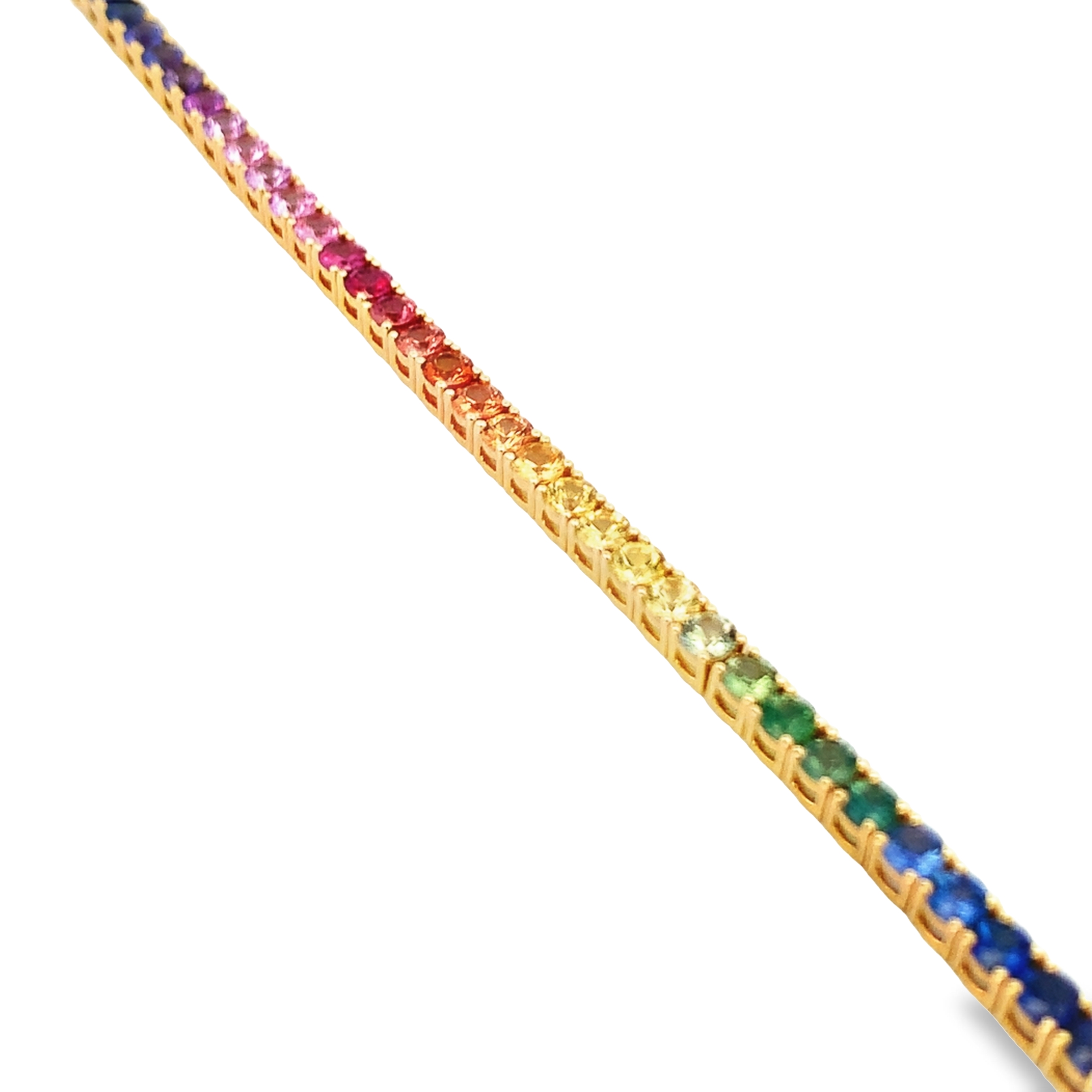 Kimberly Collins 18K Yellow Gold Rainbow Sapphire Tennis Bracelet