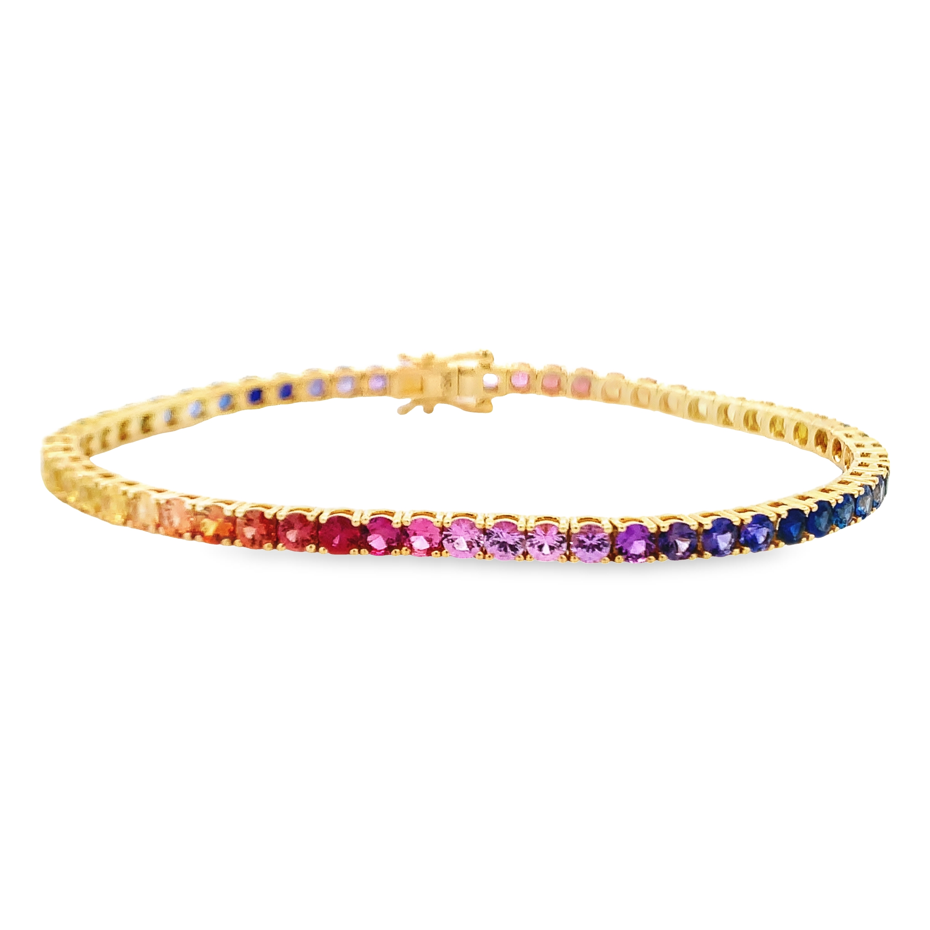 Kimberly Collins 18K Yellow Gold Rainbow Sapphire Tennis Bracelet